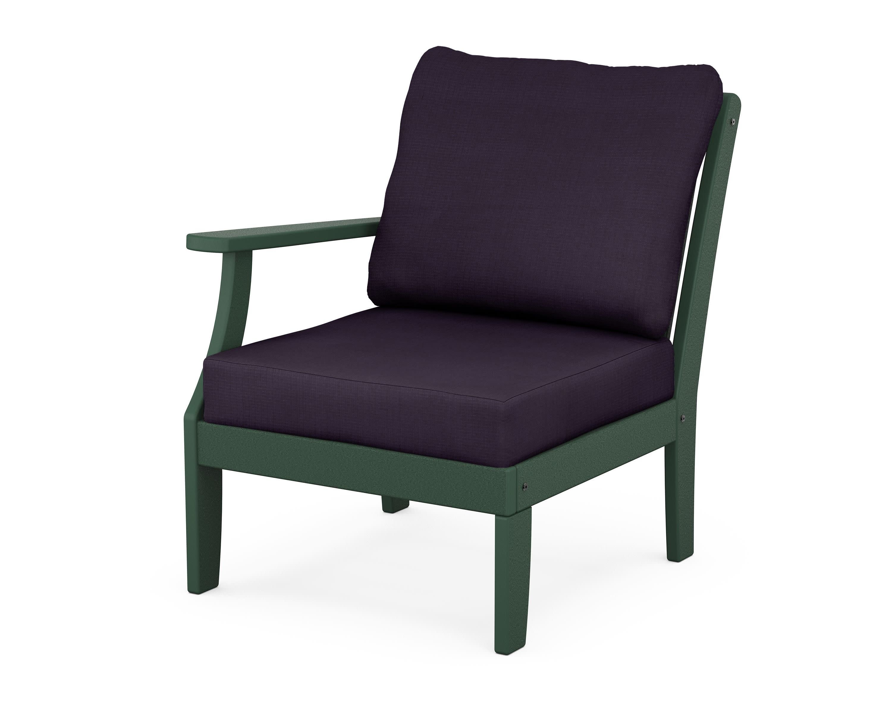 Braxton Modular Left Arm Chair in Green / Navy Linen