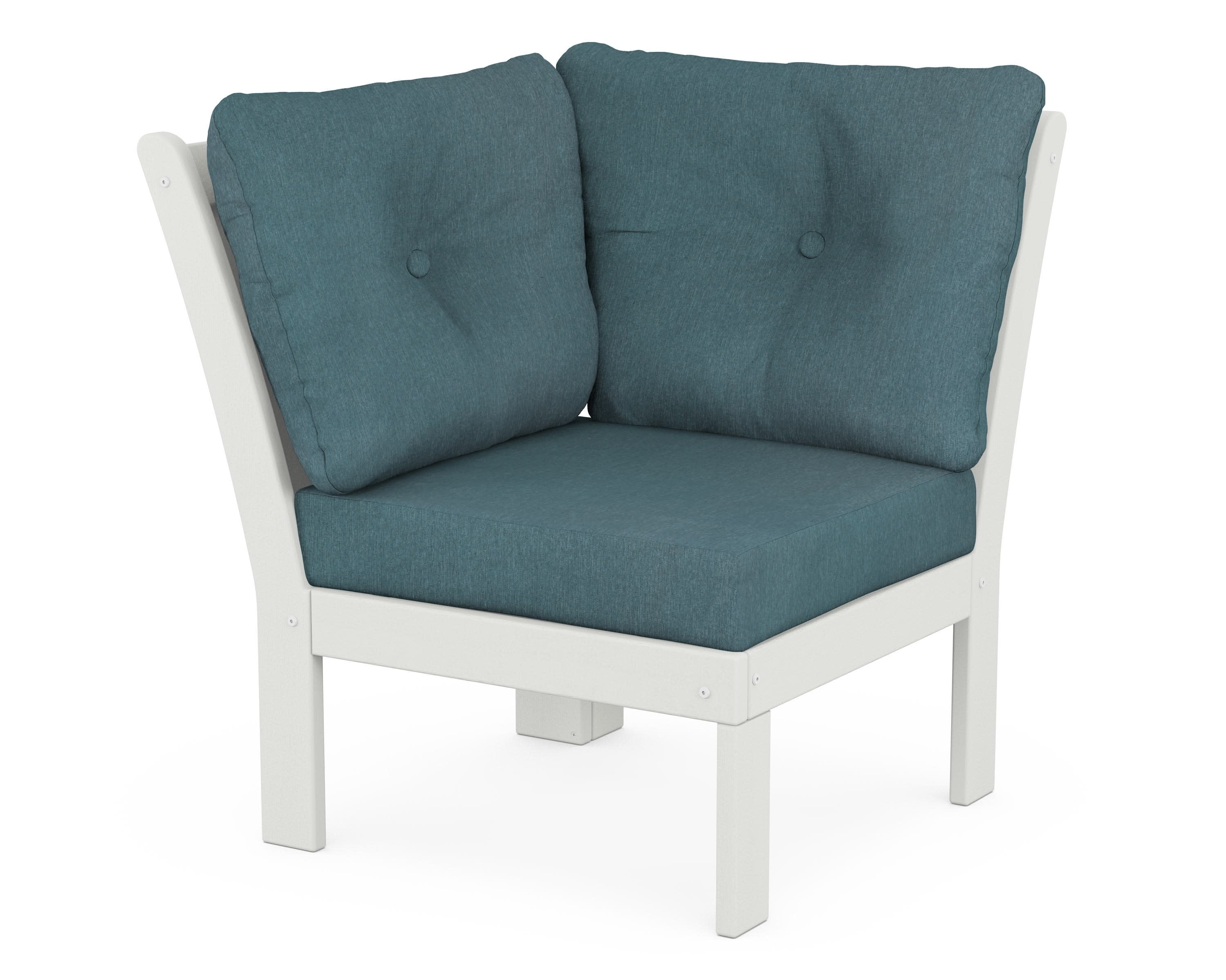 Vineyard Modular Corner Chair in Vintage White / Ocean Teal