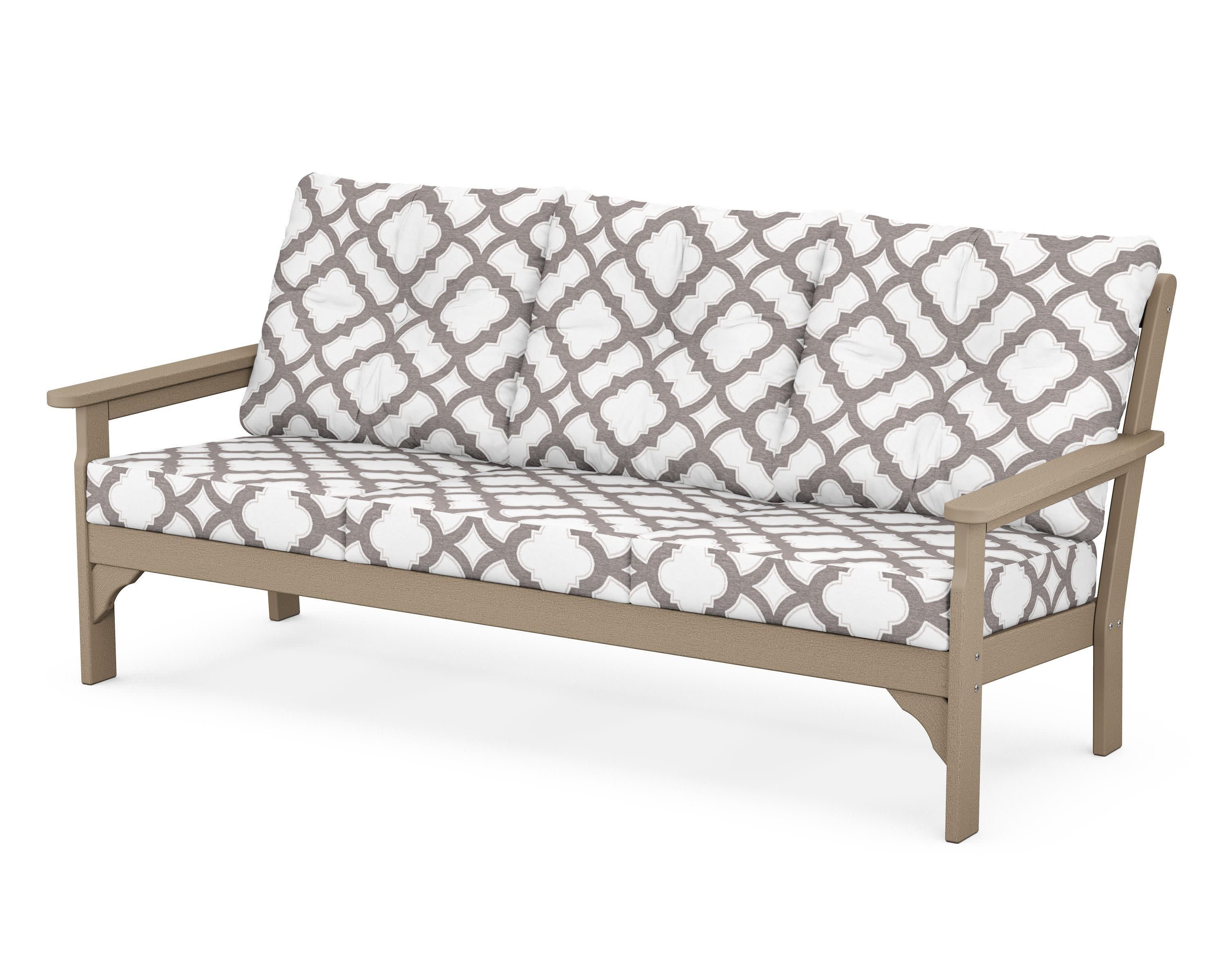 Vineyard Deep Seating Sofa in Vintage Sahara / Trellis Grey Mist