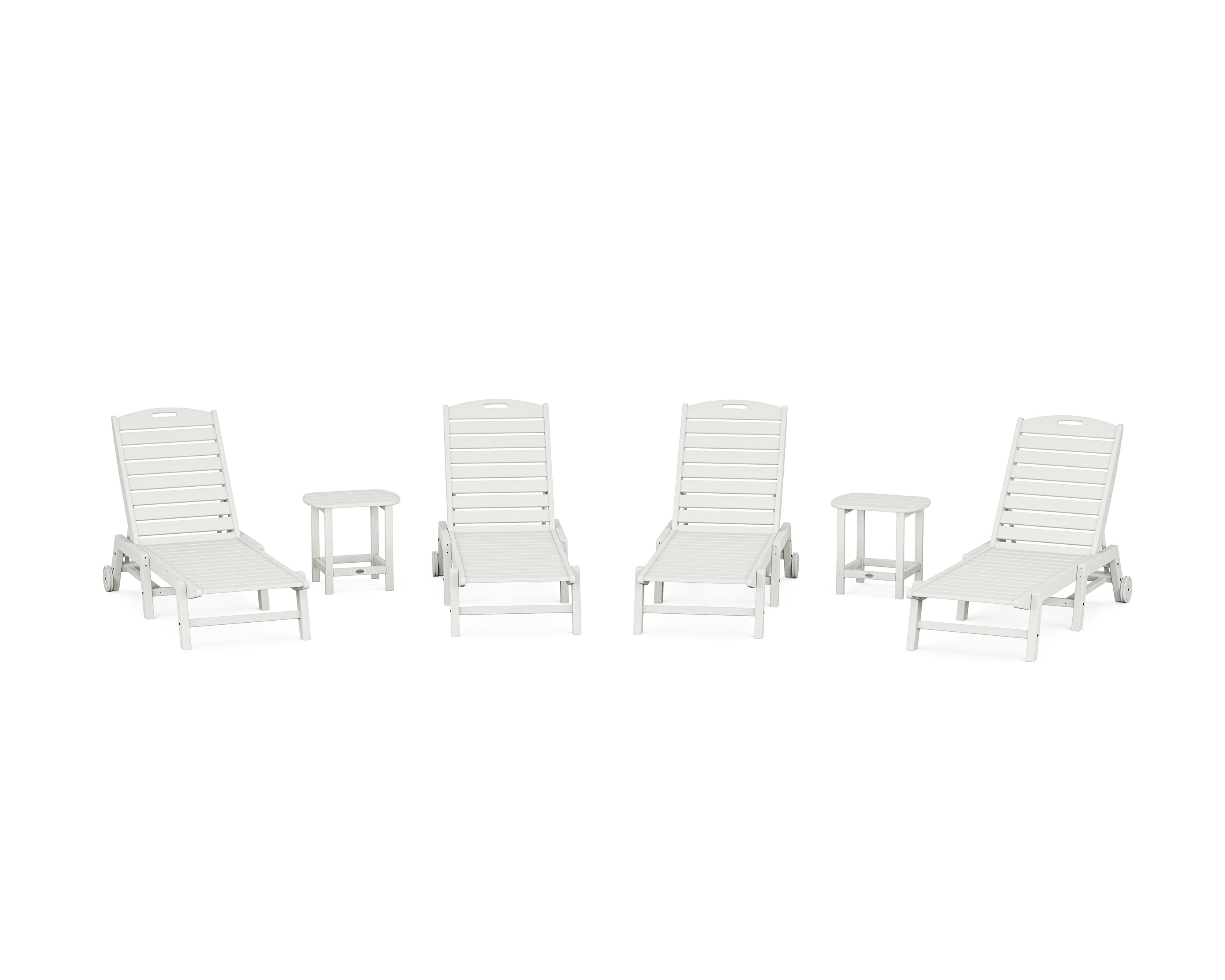 Nautical Chaise 6-Piece Set with Wheels in Vintage White