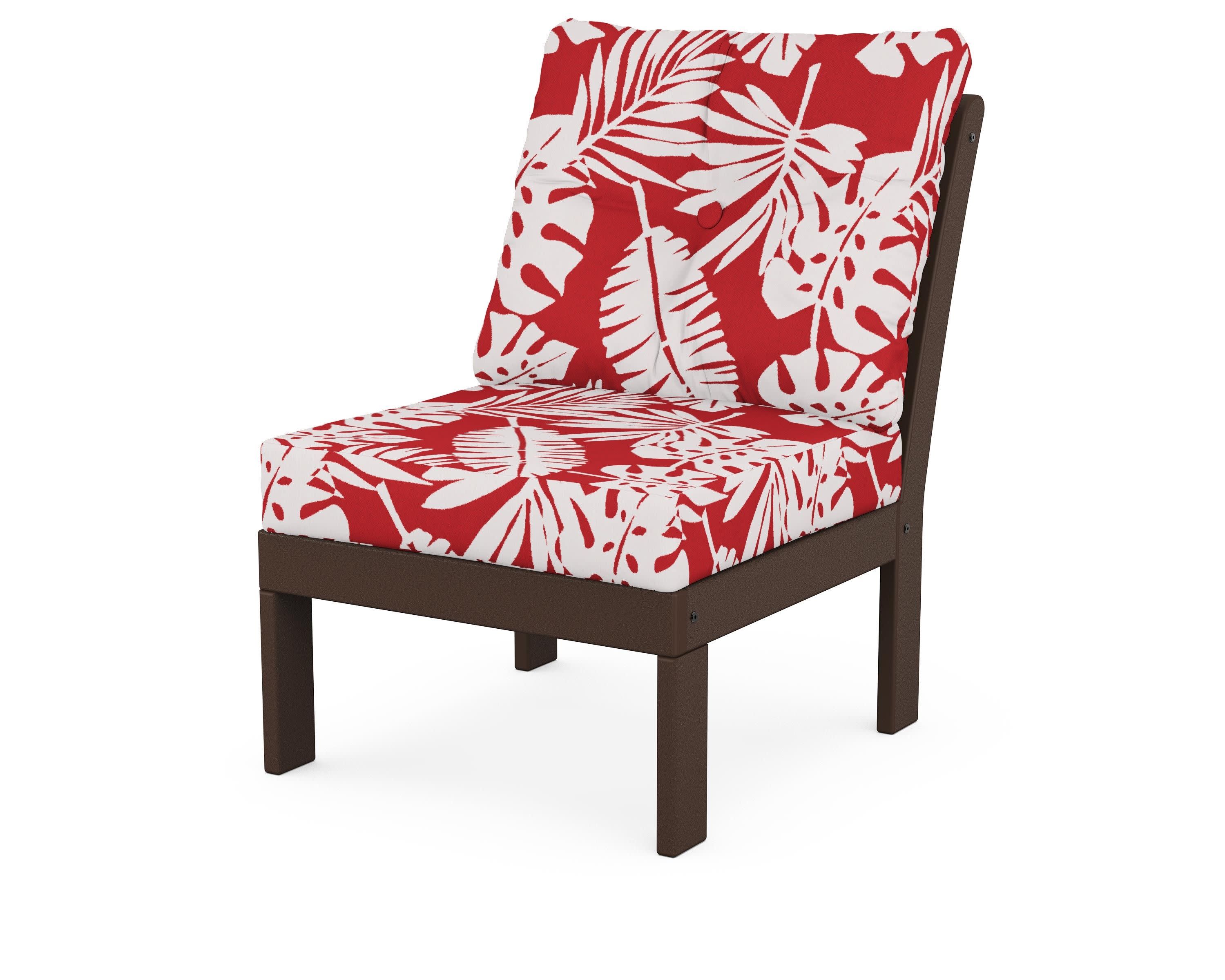 Vineyard Modular Armless Chair in Mahogany / Leaf Crimson