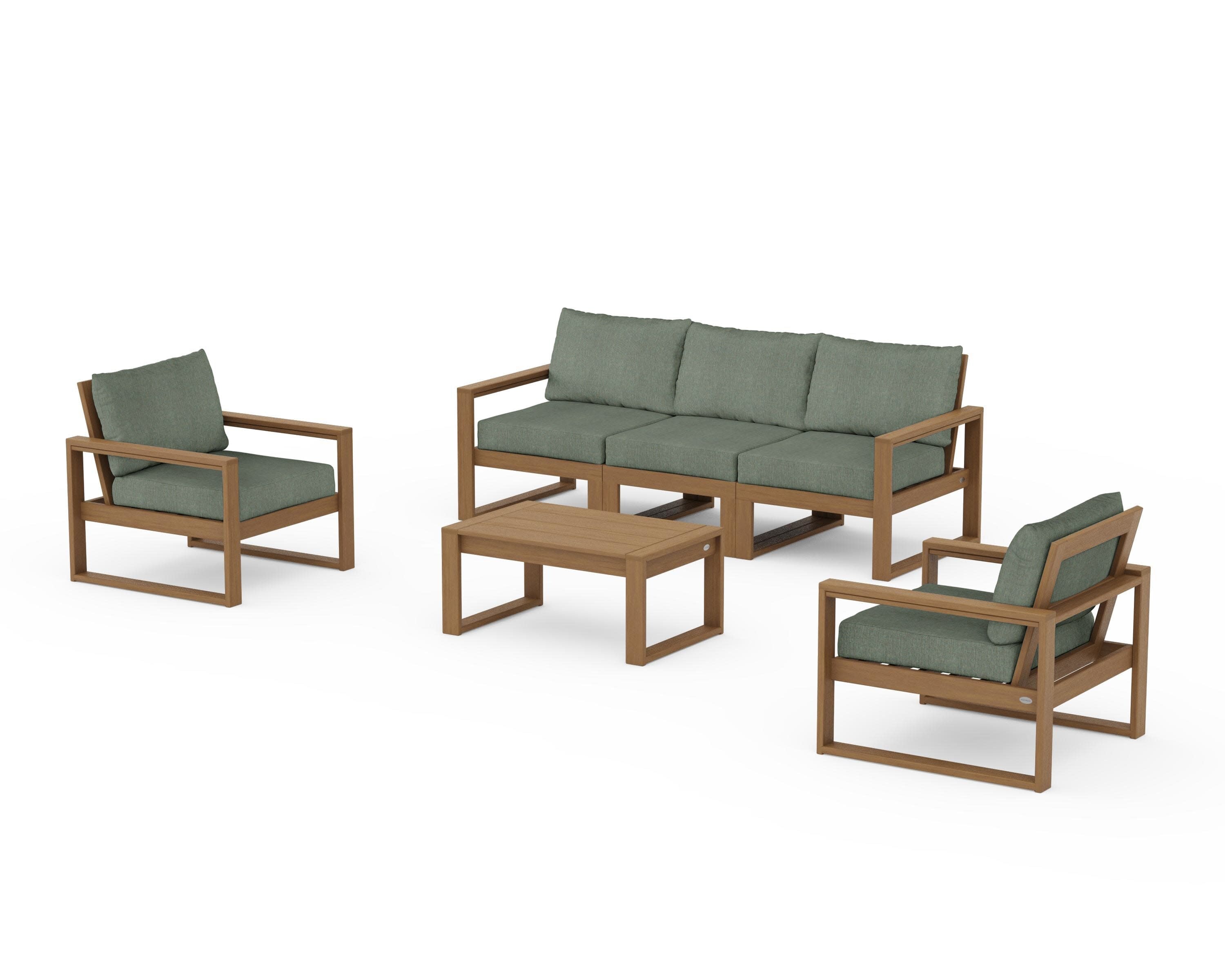 EDGE Sectional 4-Piece Deep Seating Set with Sofa in Natural / Cast Sage