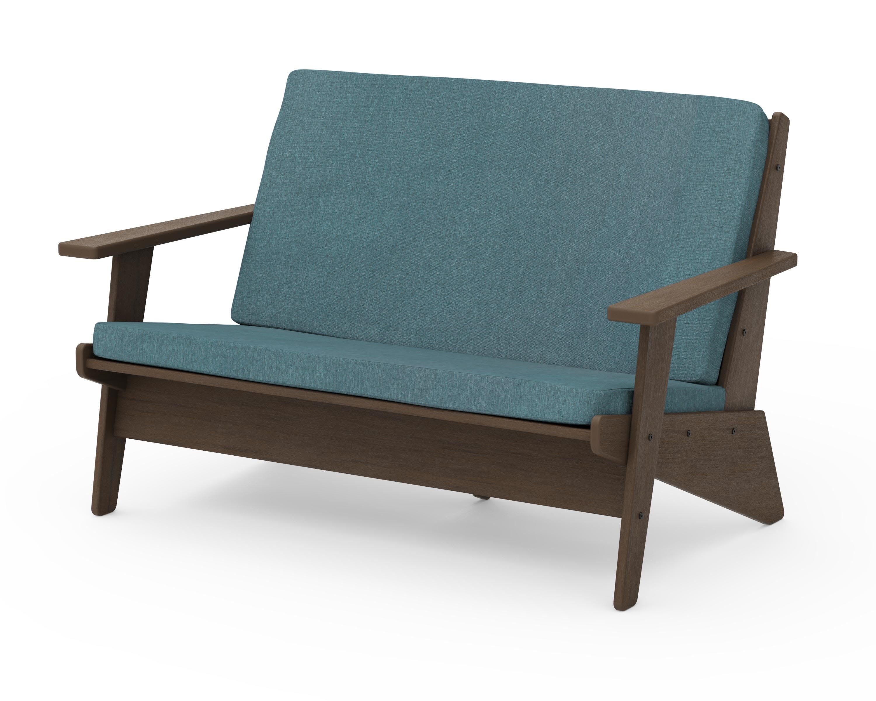 Riviera Modern Lounge Loveseat in Kona / Ocean Teal