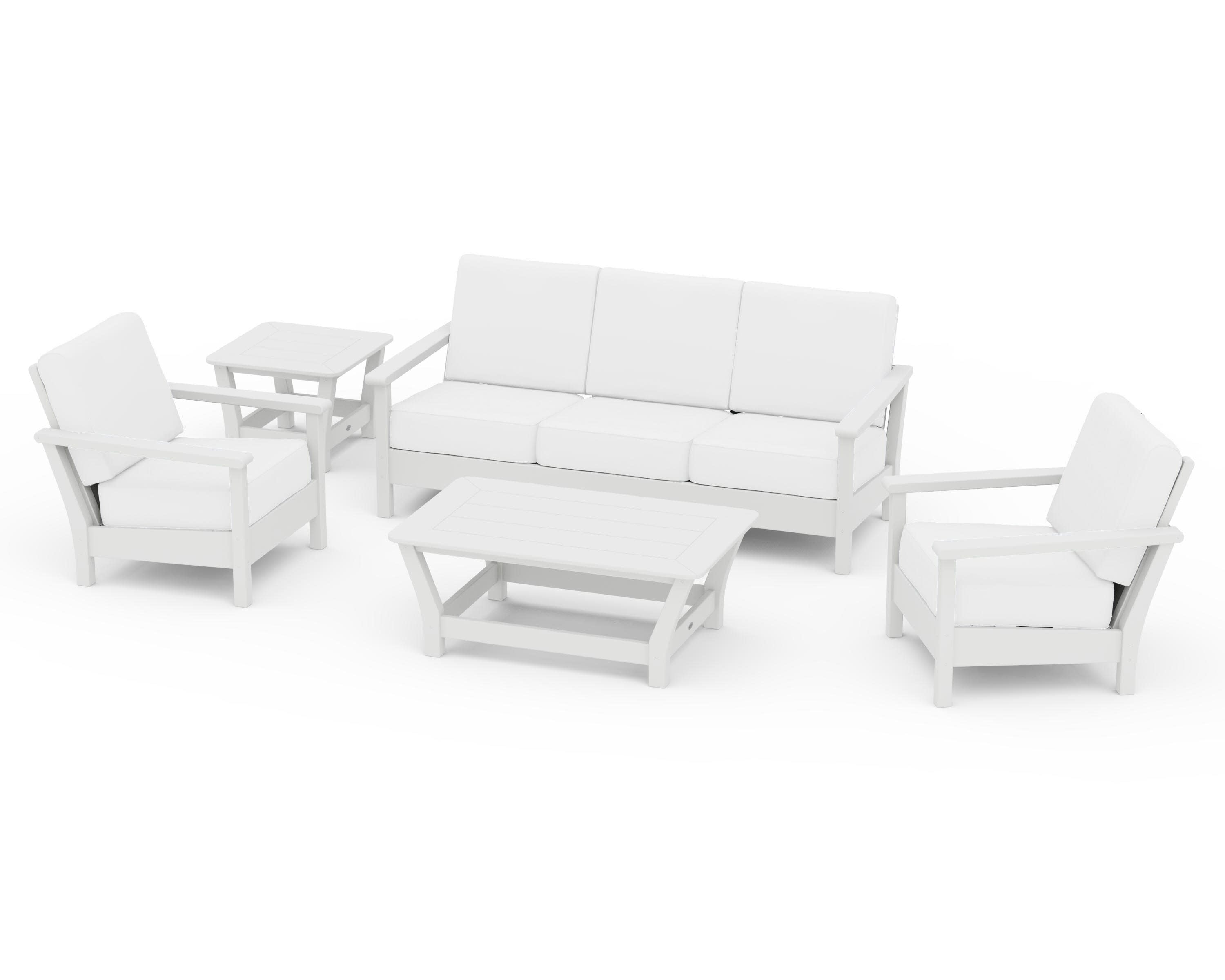 Harbour 5-Piece Deep Seating Set in White / Natural