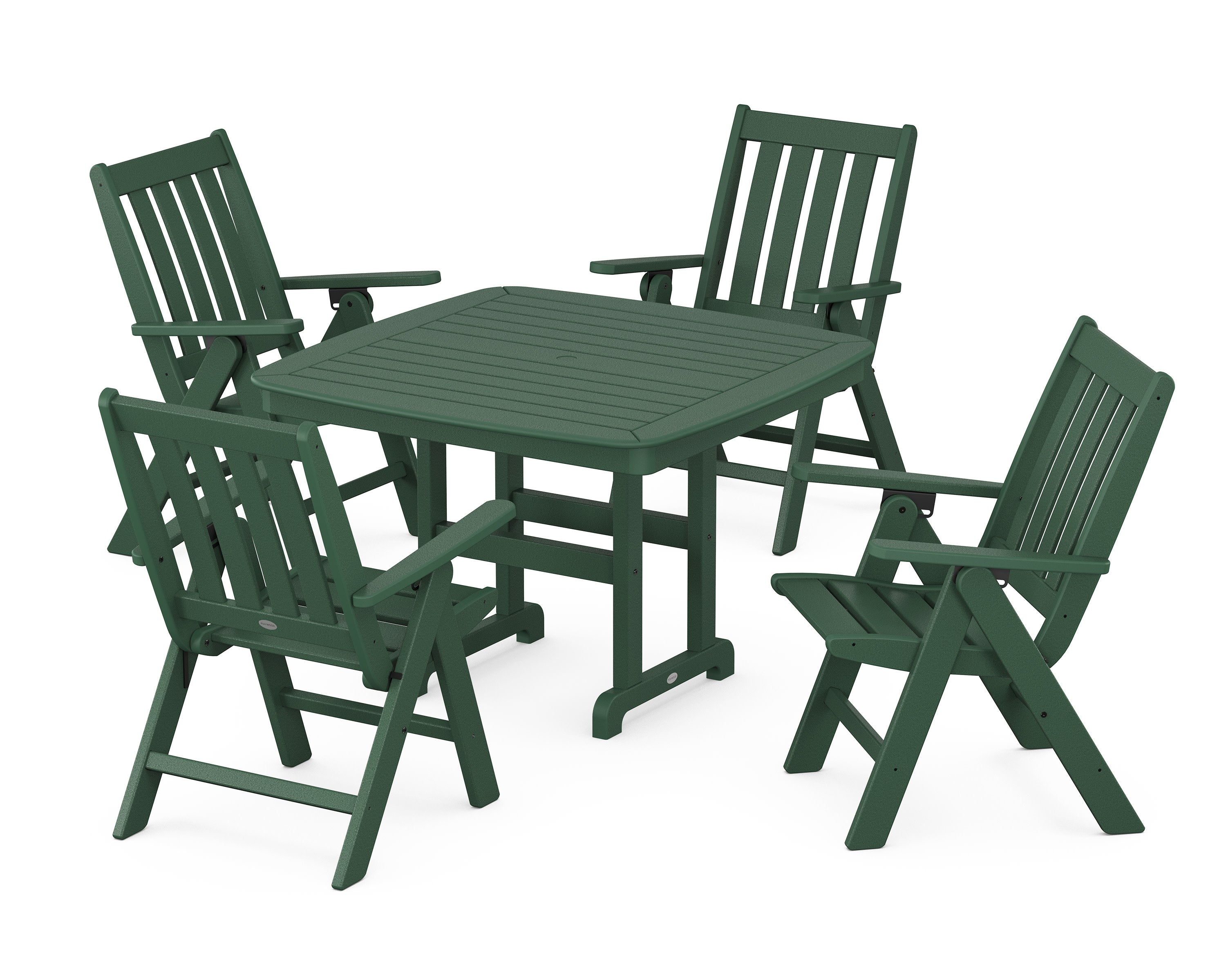 Vineyard Folding Chair 5-Piece Dining Set in Green