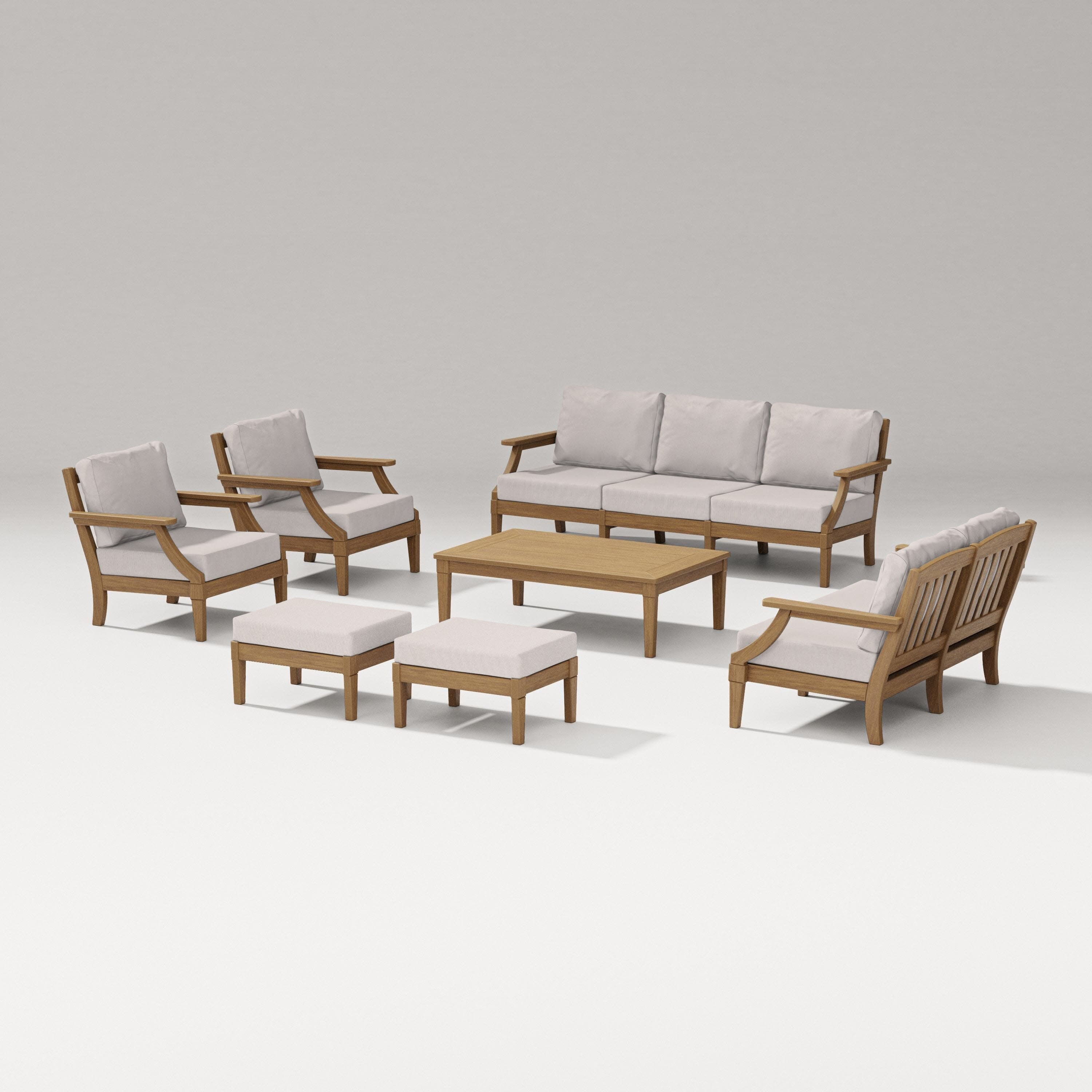 Estate 7-Piece Lounge Sofa Set in Natural / Dune Burlap