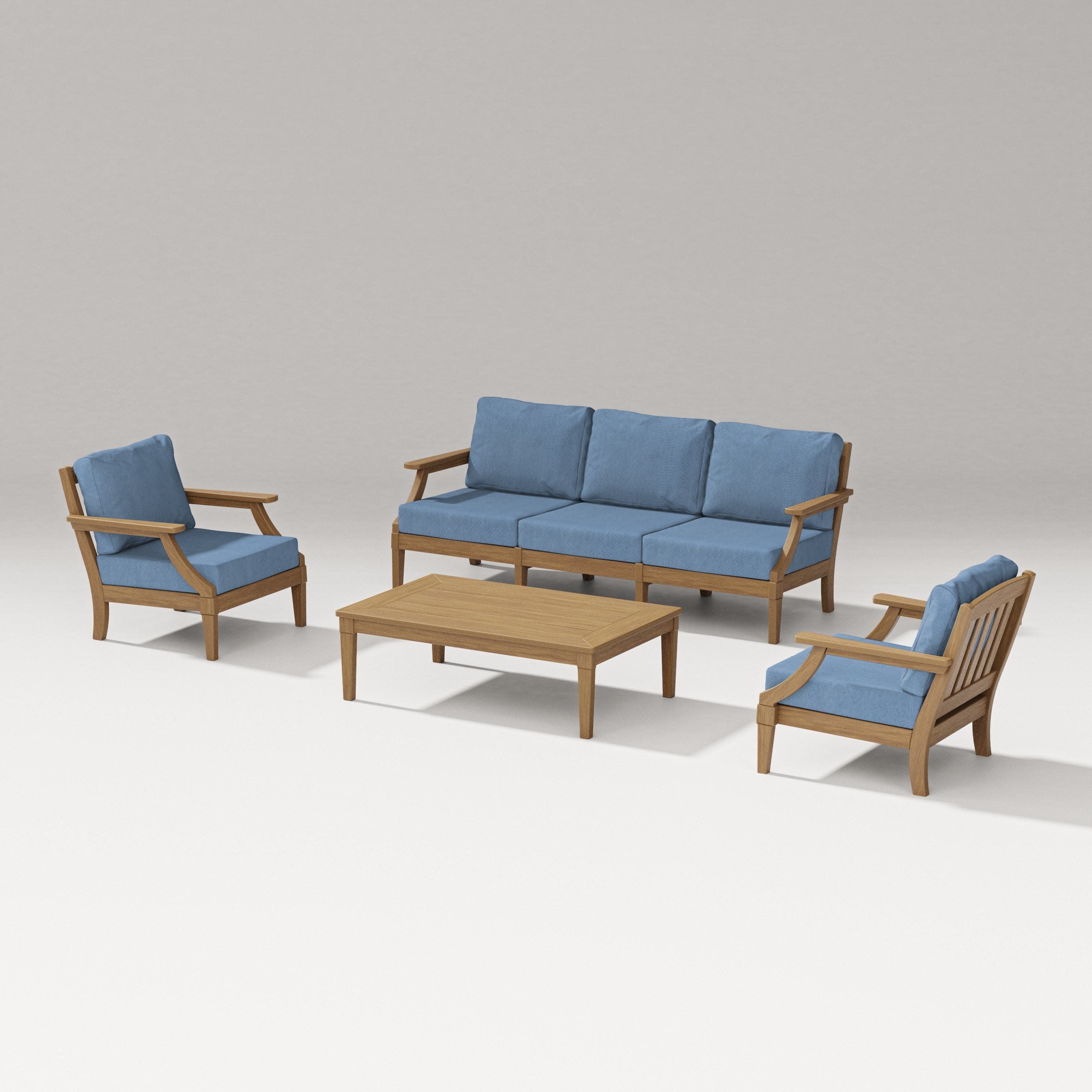 Estate 4-Piece Lounge Sofa Set in Natural / Sky Blue