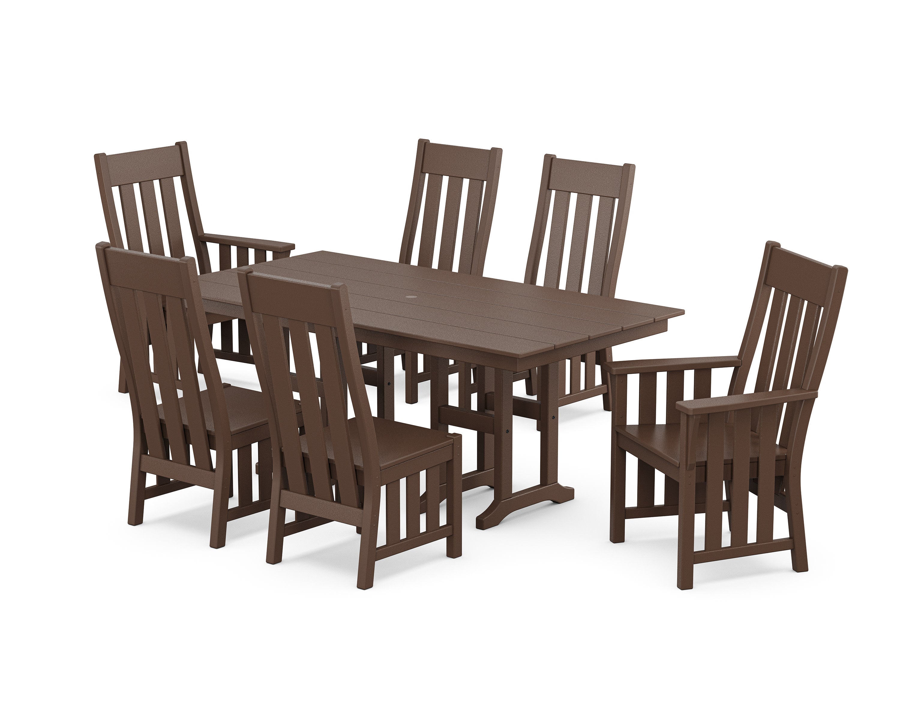 Acadia 7-Piece Farmhouse Dining Set in Mahogany