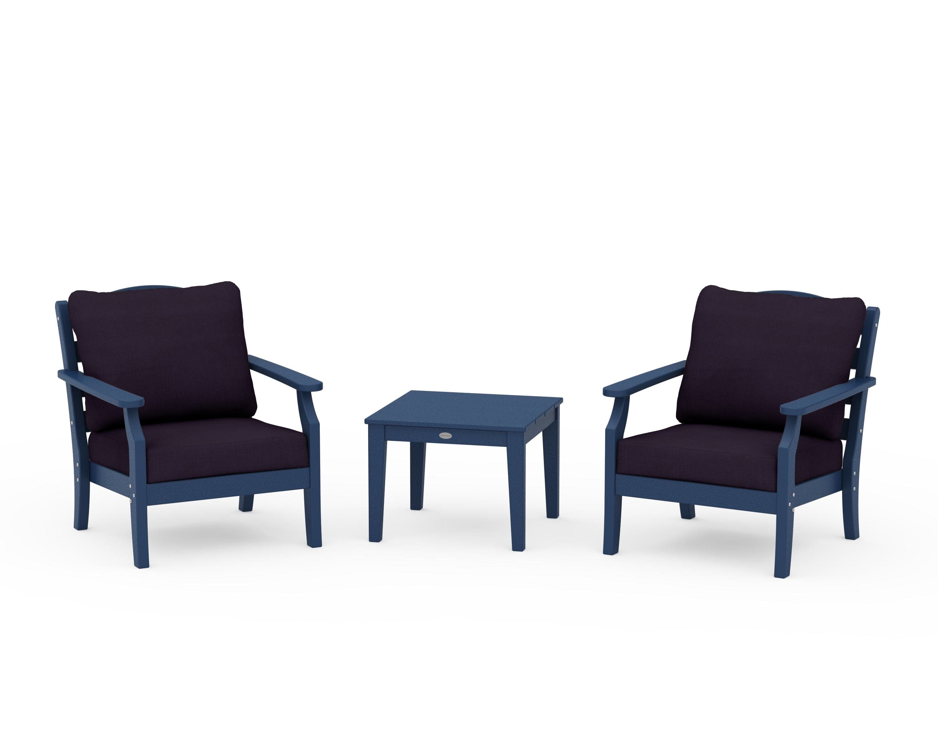 Savannah 3-Piece Deep Seating Set in Navy / Navy Linen