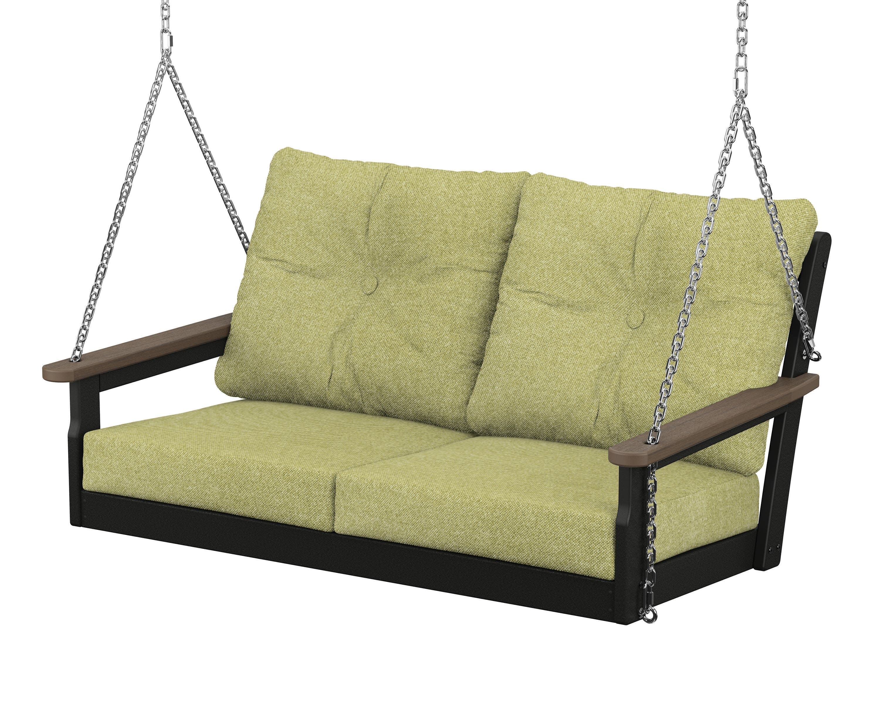 Vineyard Deep Seating Swing in Black / Kona / Chartreuse Boucle