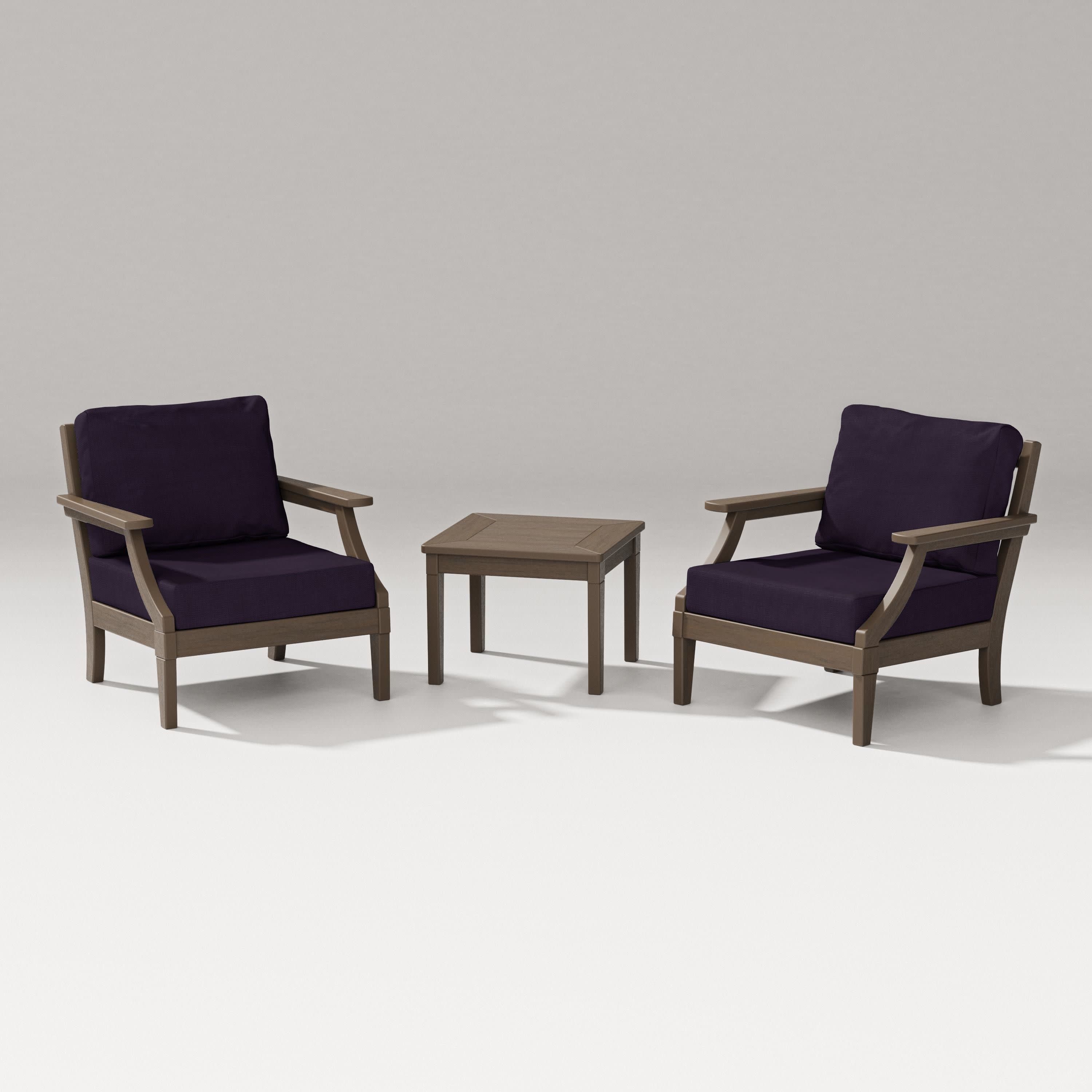 Estate 3-Piece Lounge Chair Set in Kona / Navy Linen