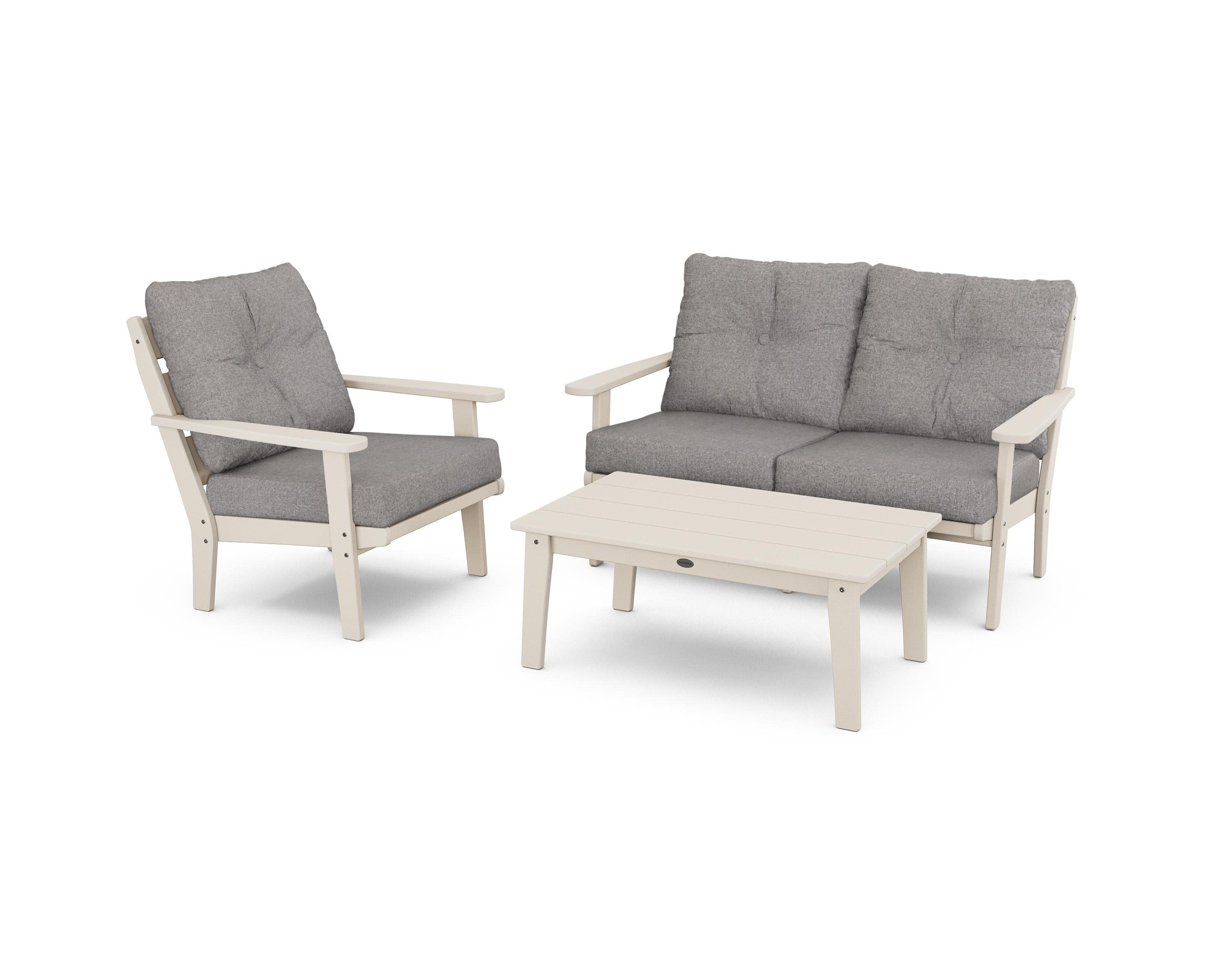 Lakeside 3-Piece Deep Seating Set in Sand / Grey Mist