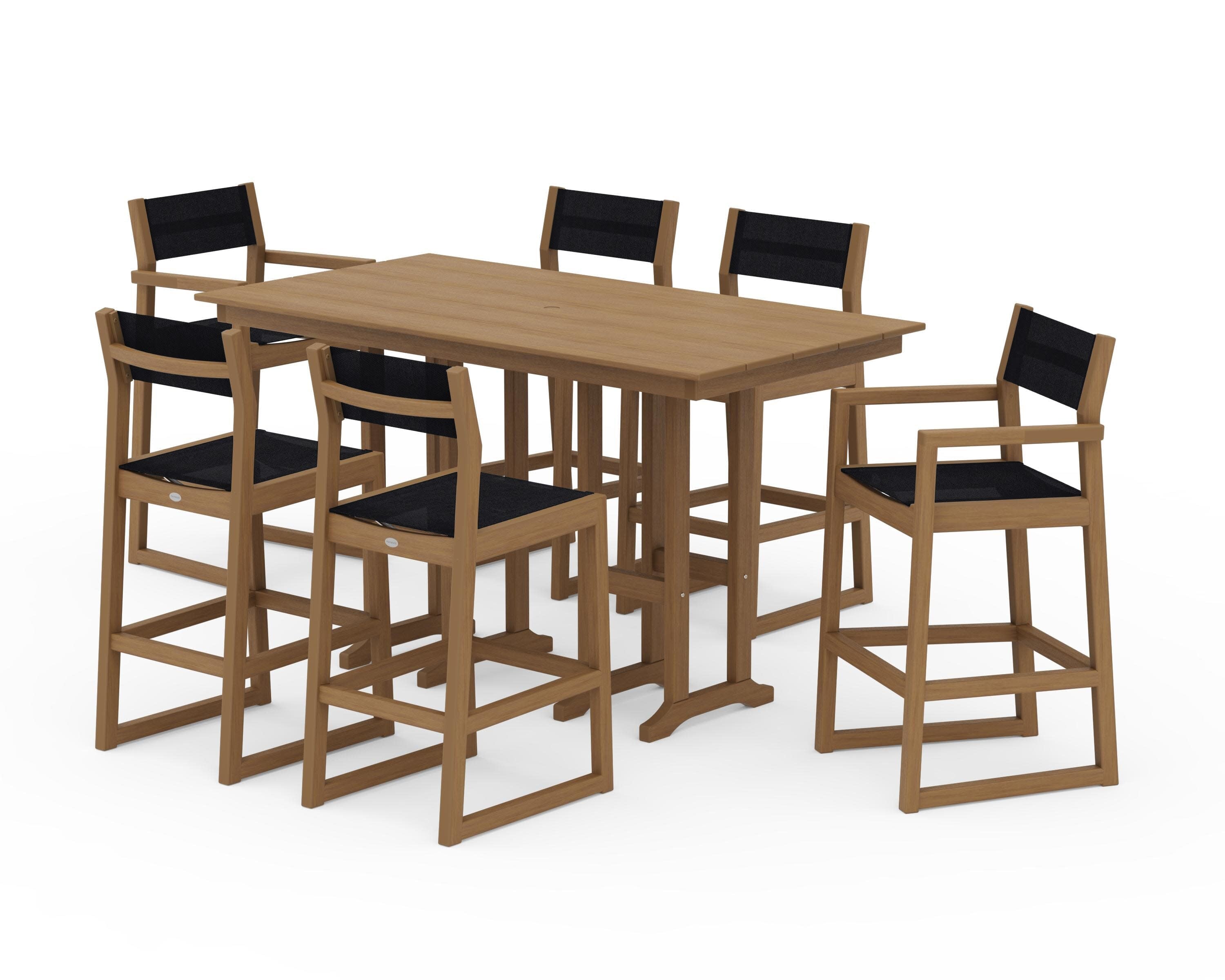 EDGE Sling 7-Piece Farmhouse Bar Set in Natural / Black Sling