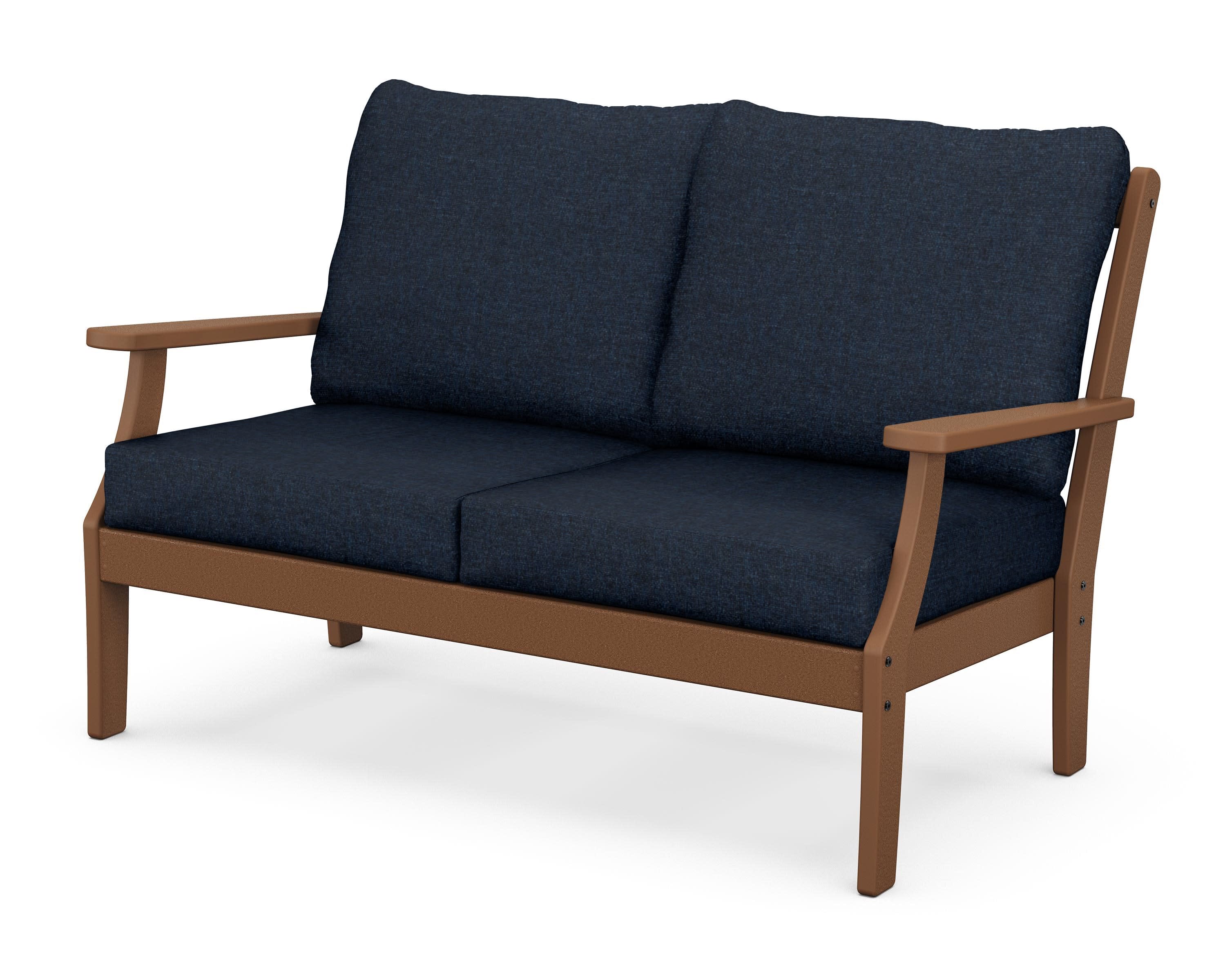 Braxton Deep Seating Loveseat in Teak / Marine Indigo