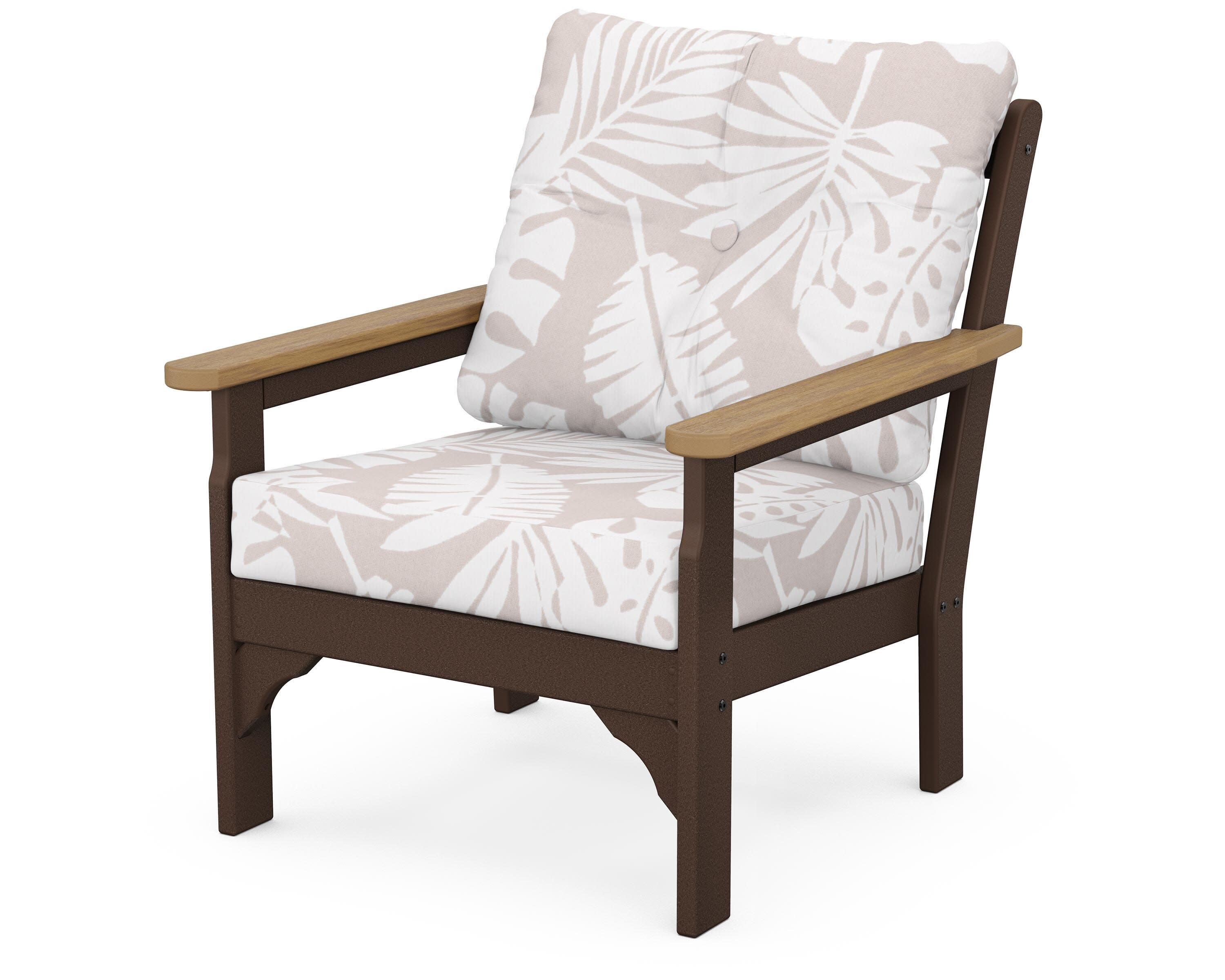 Vineyard Deep Seating Chair in Mahogany / Natural / Leaf Dune Burlap