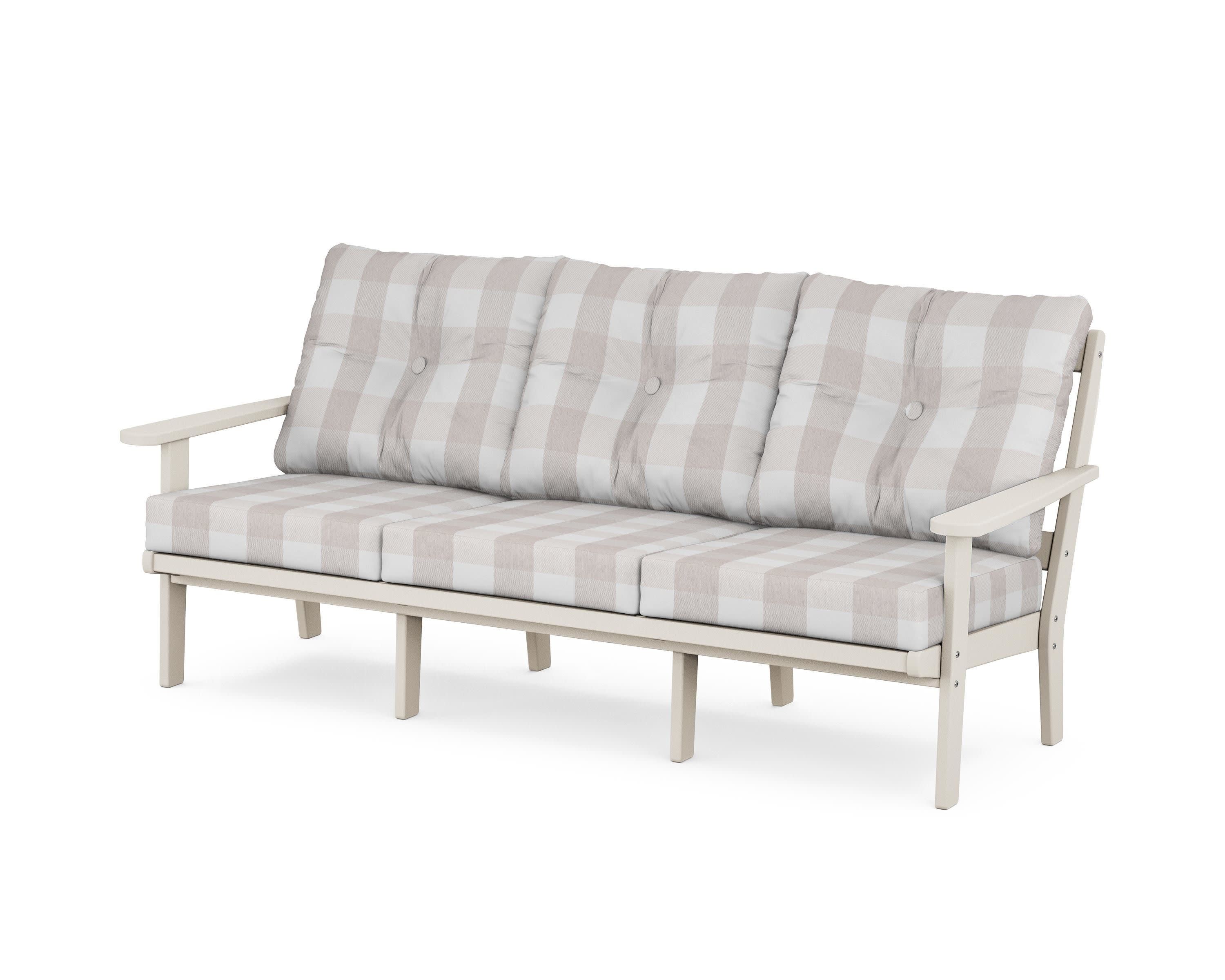 Mission Deep Seating Sofa in Sand / Buffalo Plaid Dune Burlap