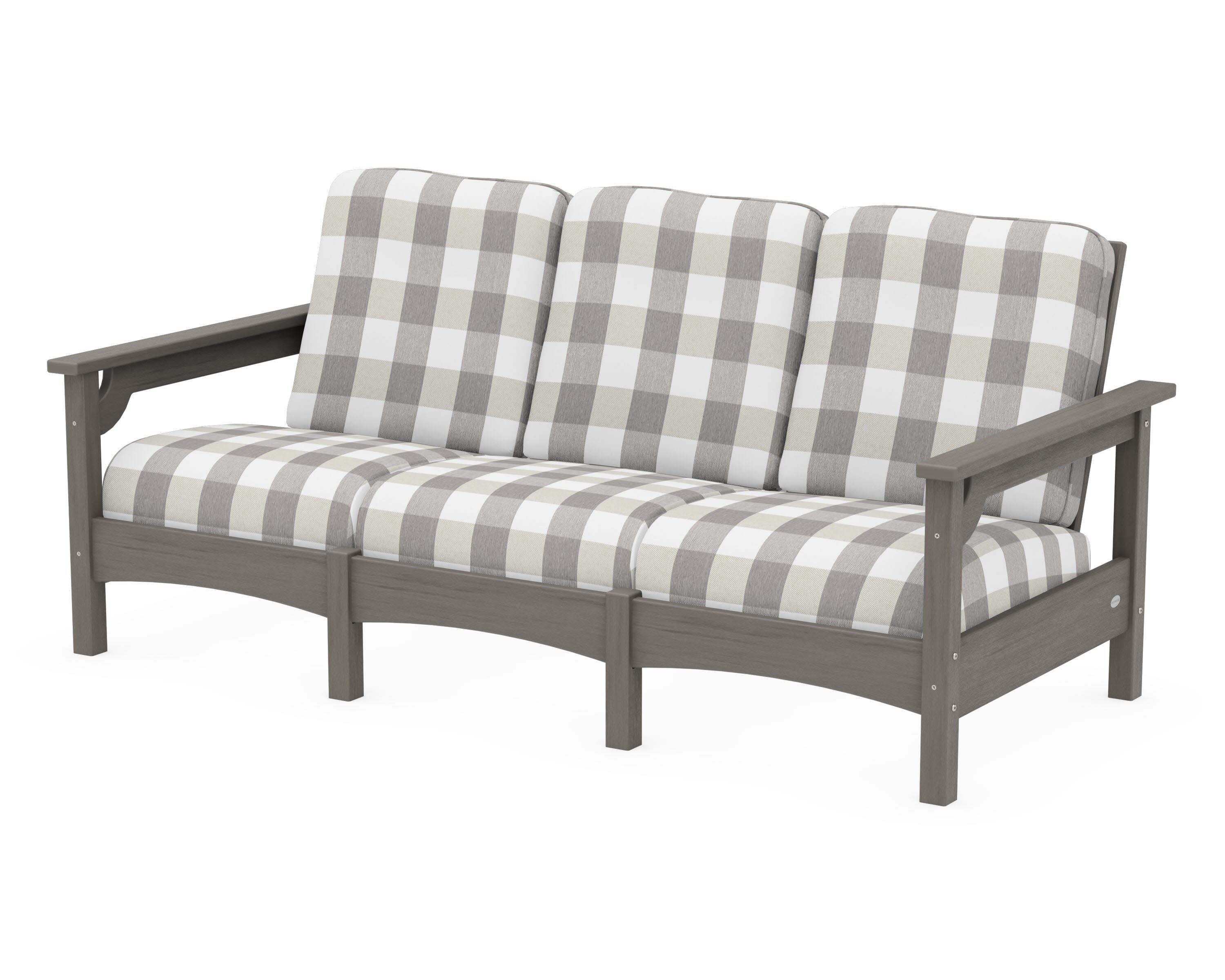 Club Sofa in Driftwood / Buffalo Plaid Grey Mist
