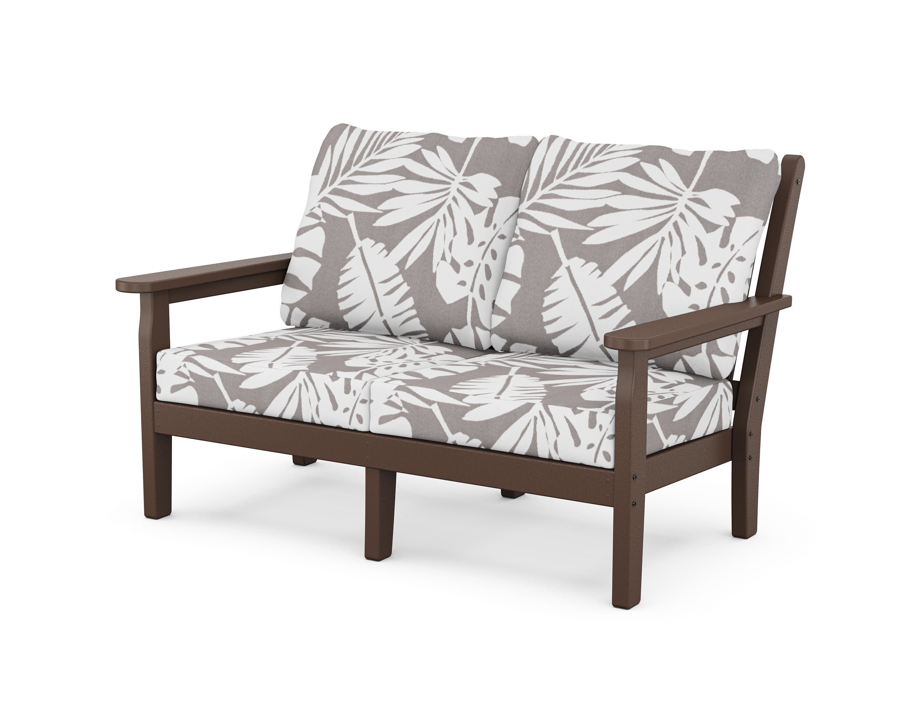 Chippendale Deep Seating Loveseat in Mahogany / Leaf Grey Mist