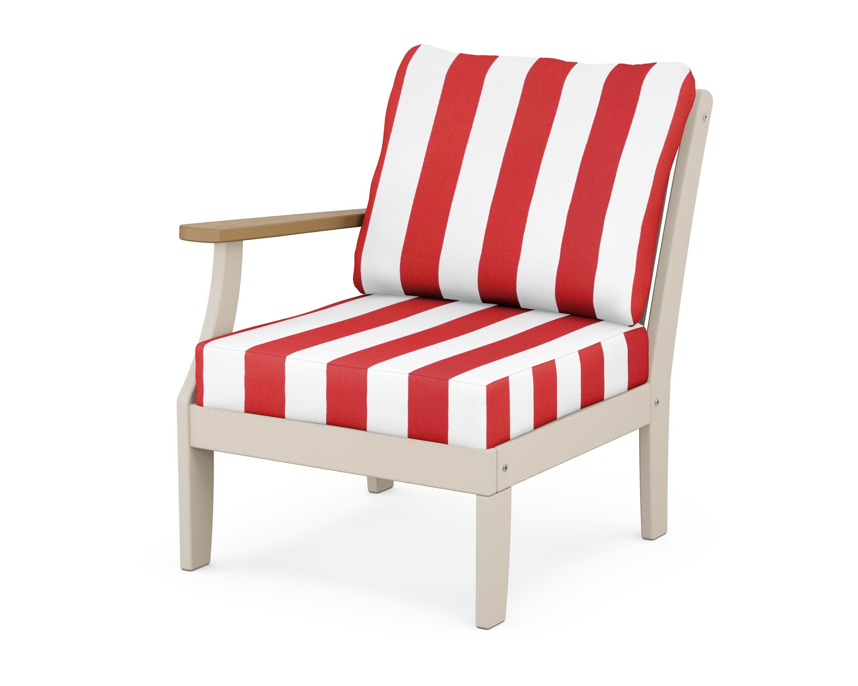 Braxton Modular Left Arm Chair in Sand / Natural / Cabana Stripe Crimson