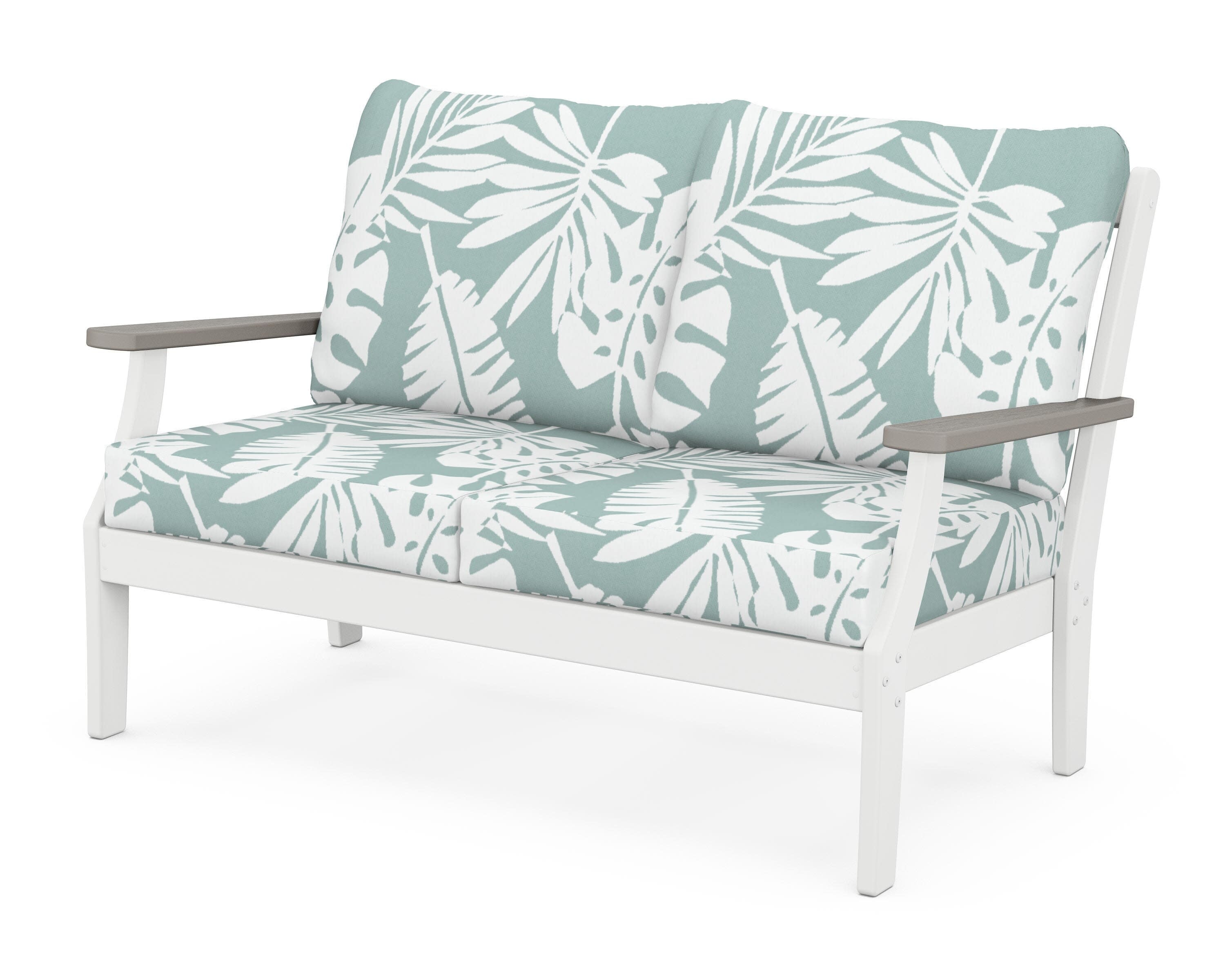 Braxton Deep Seating Loveseat in White / Driftwood / Leaf Glacier Spa