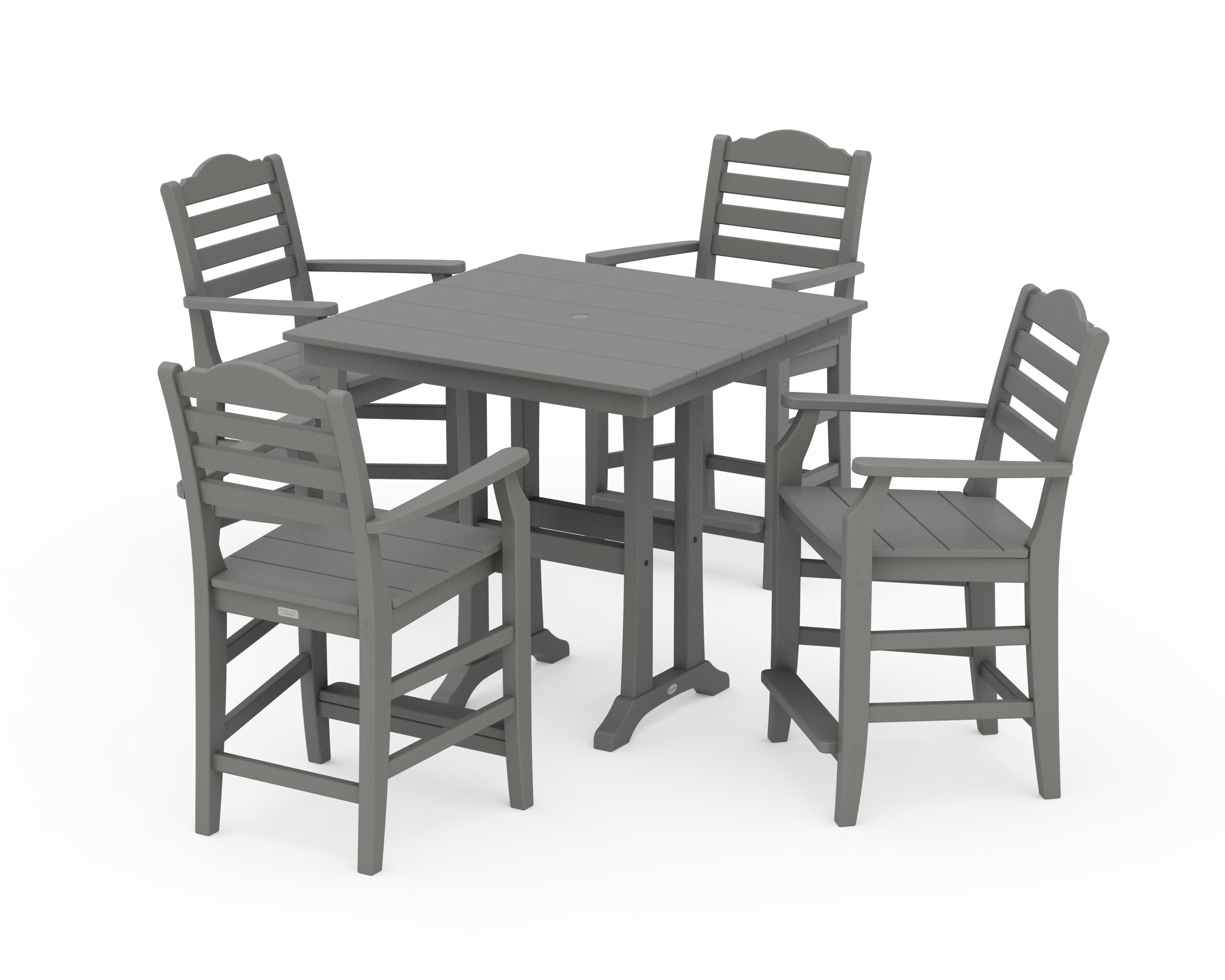 Savannah 5-Piece Farmhouse Counter Set with Trestle Legs in Slate Grey