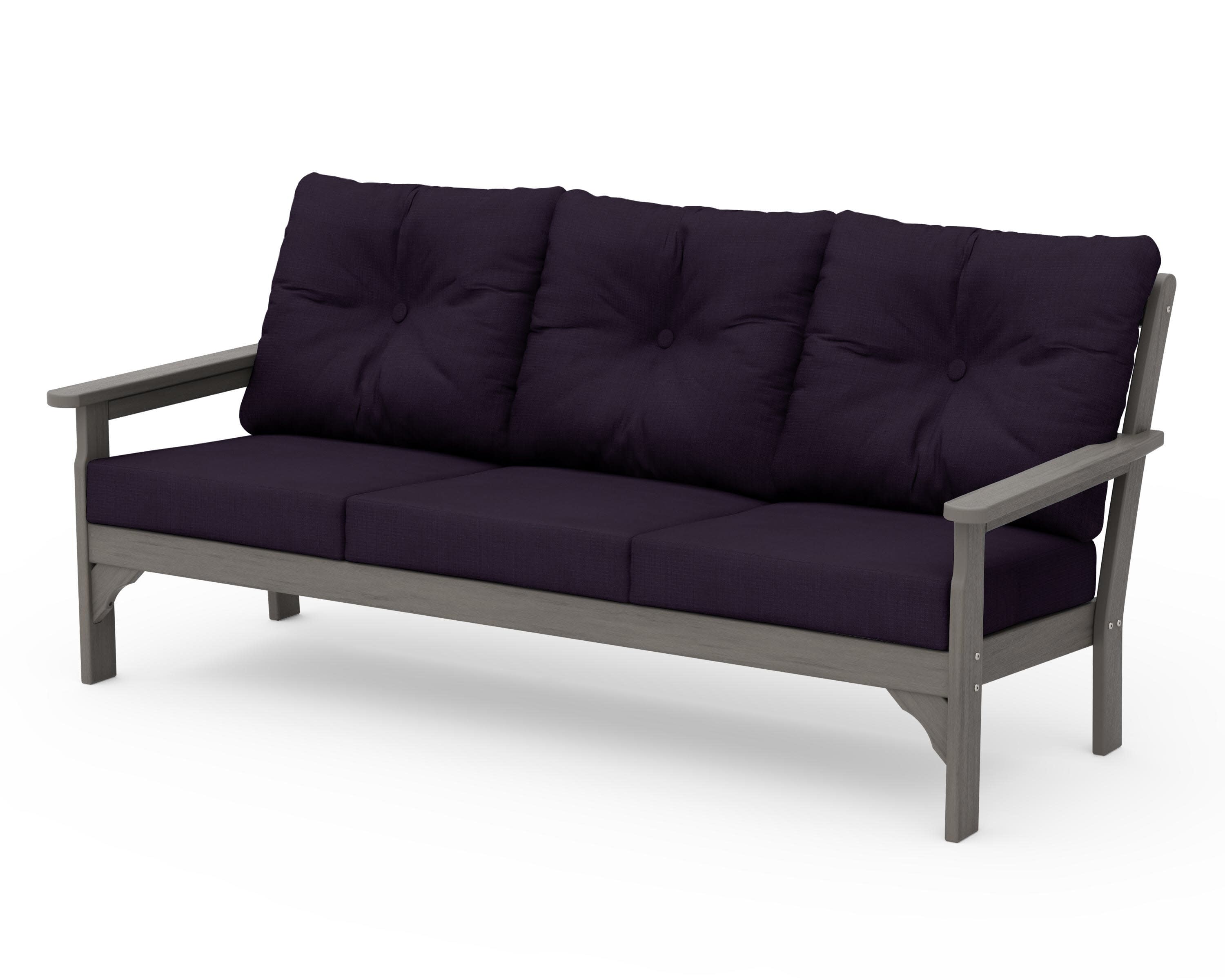 Vineyard Deep Seating Sofa in Driftwood / Navy Linen