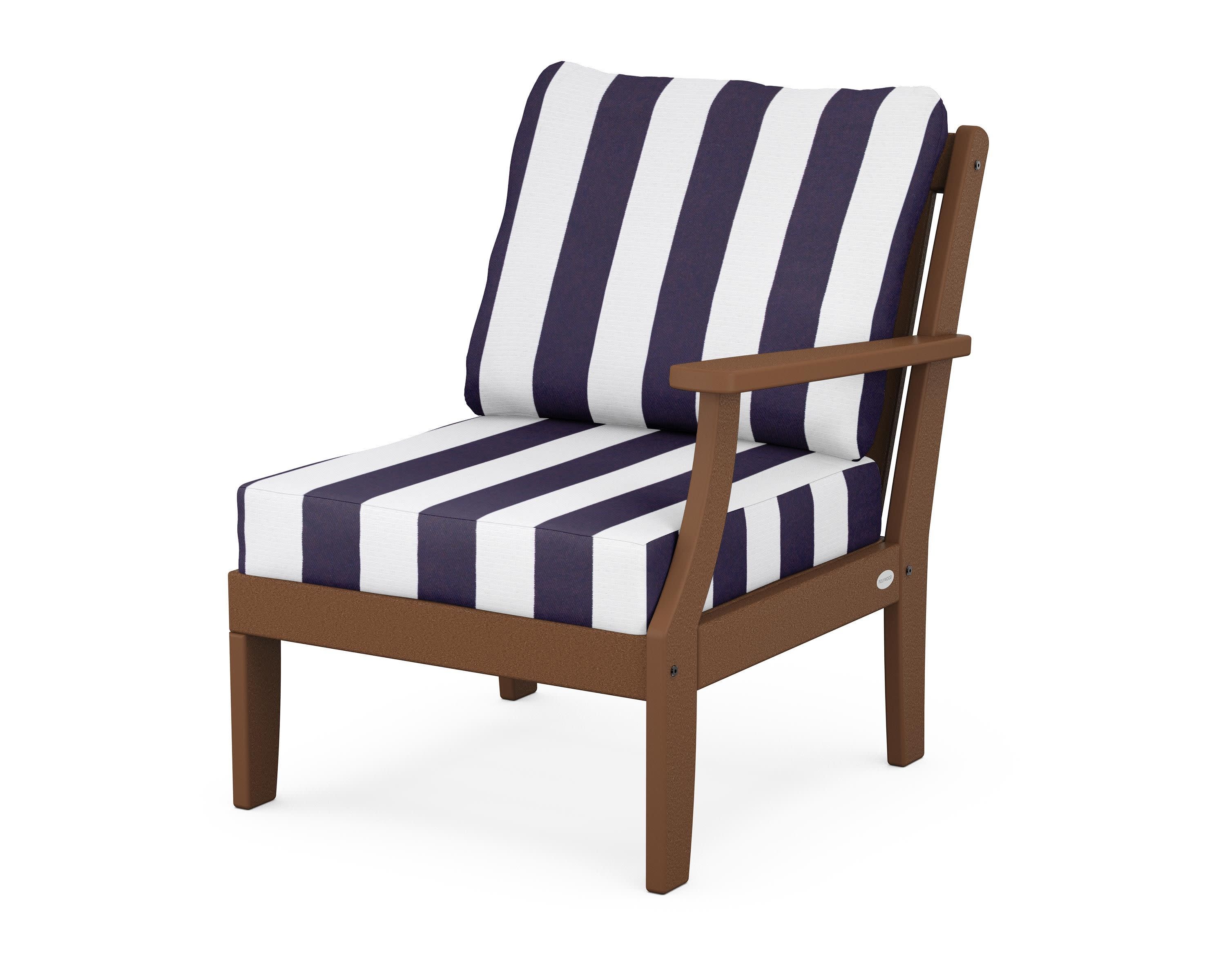 Braxton Modular Right Arm Chair in Teak / Cabana Stripe Navy
