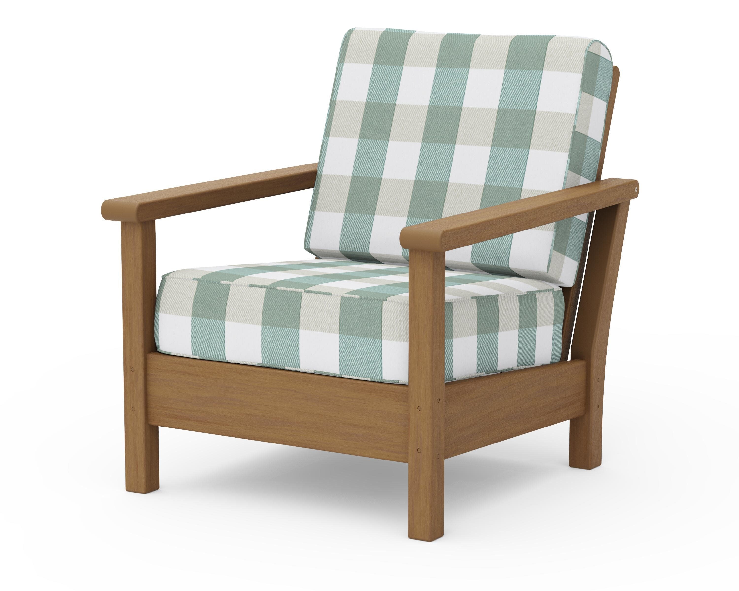 Harbour Deep Seating Chair in Natural / Buffalo Plaid Glacier Spa