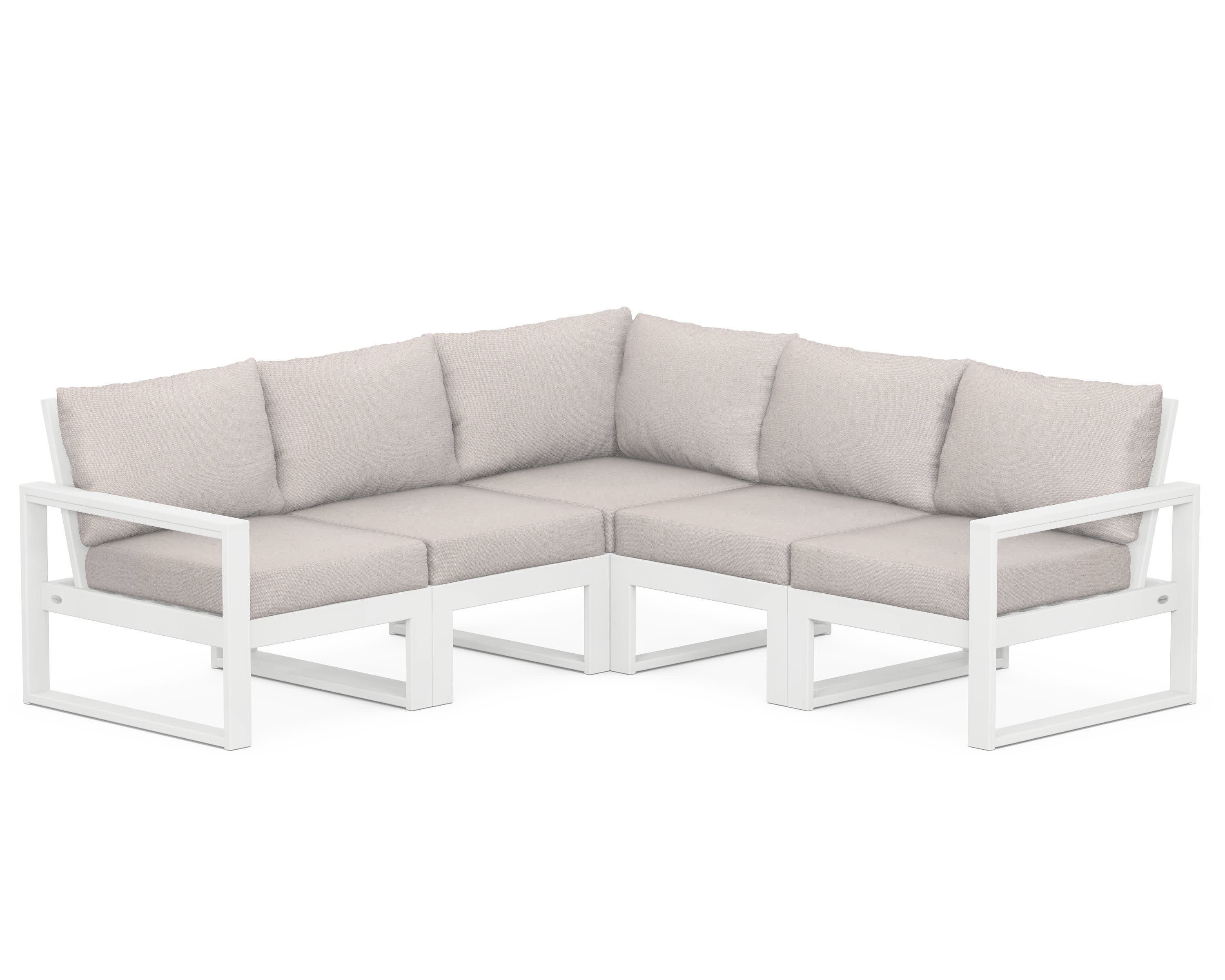 EDGE 5-Piece Modular Deep Seating Set in White / Dune Burlap