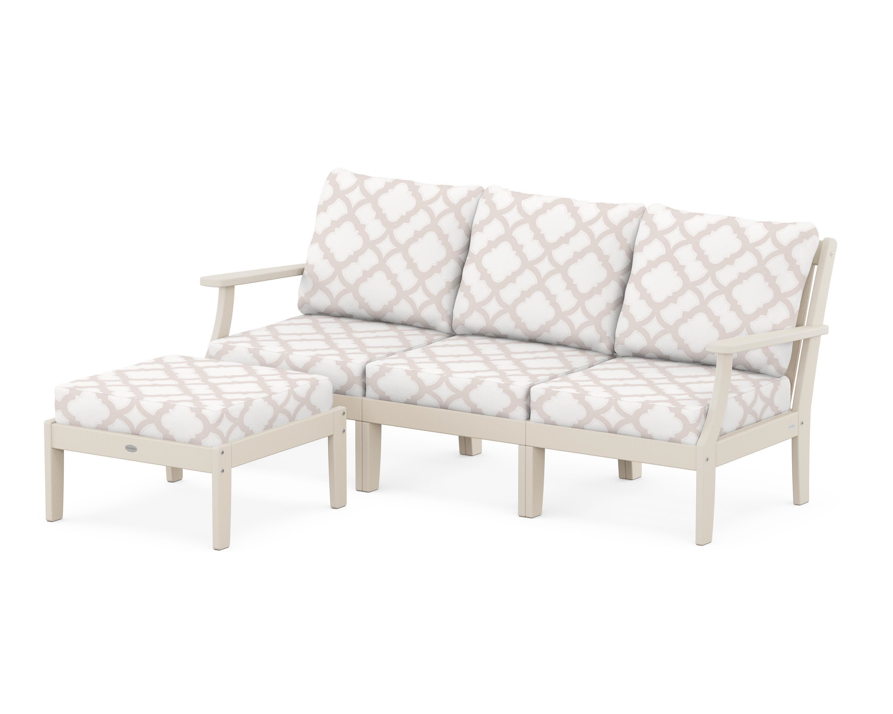 Braxton Modular 4-Piece Deep Seating Set with Ottoman in Sand / Trellis Dune Burlap