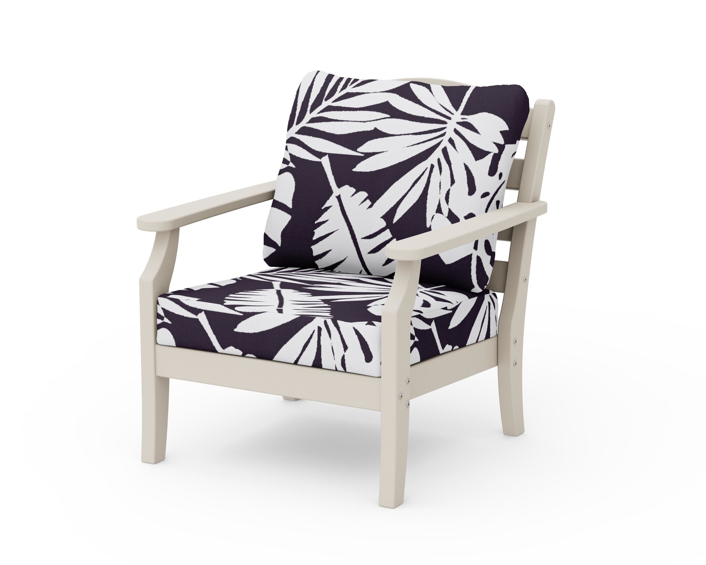 Savannah Deep Seating Chair in Sand / Leaf Navy