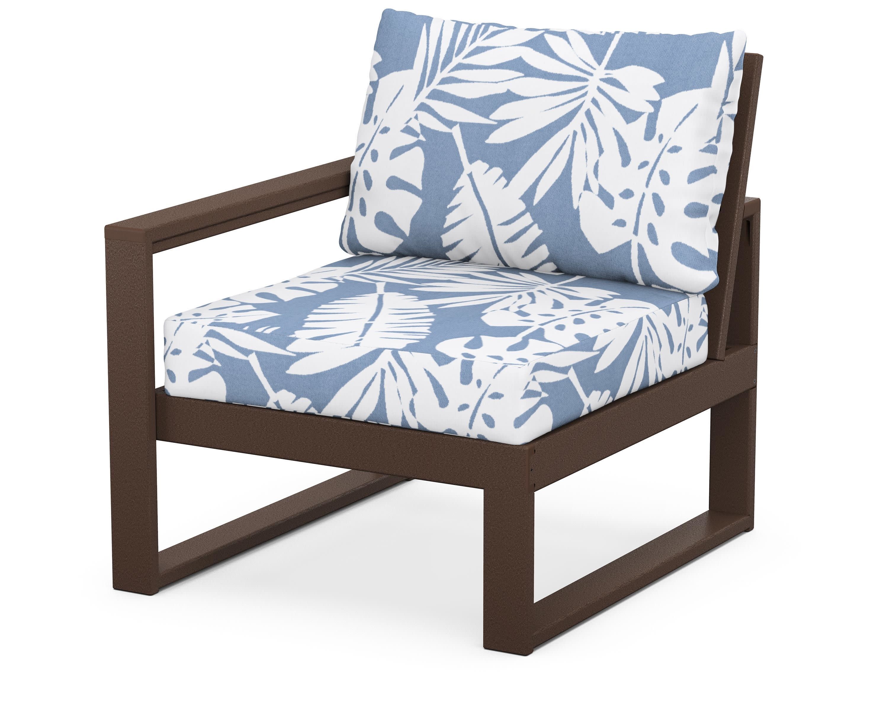 EDGE Modular Left Arm Chair in Mahogany / Leaf Sky Blue