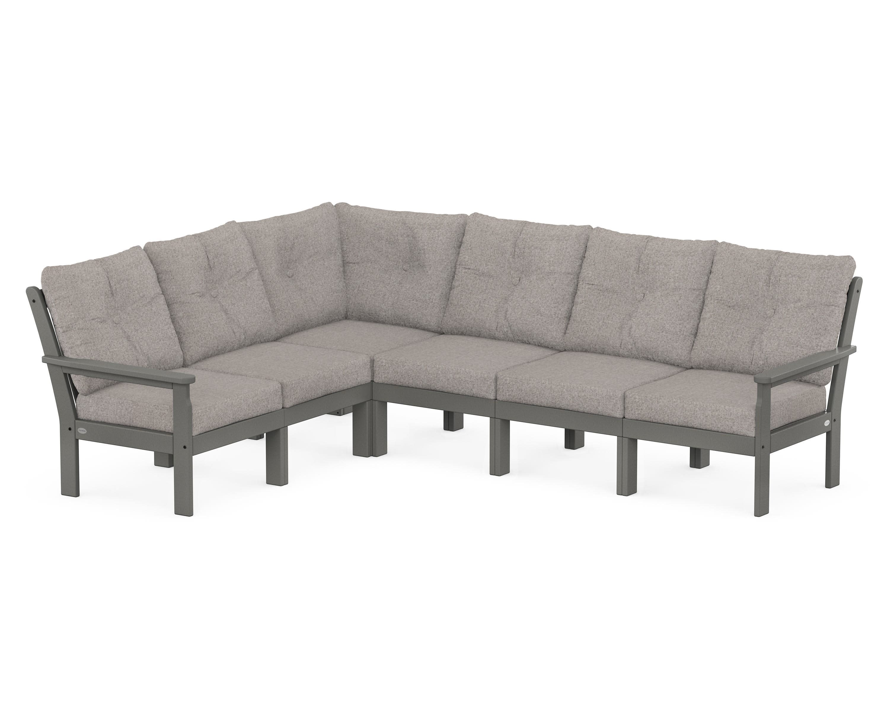 Vineyard 6-Piece Sectional in Slate Grey / Weathered Tweed