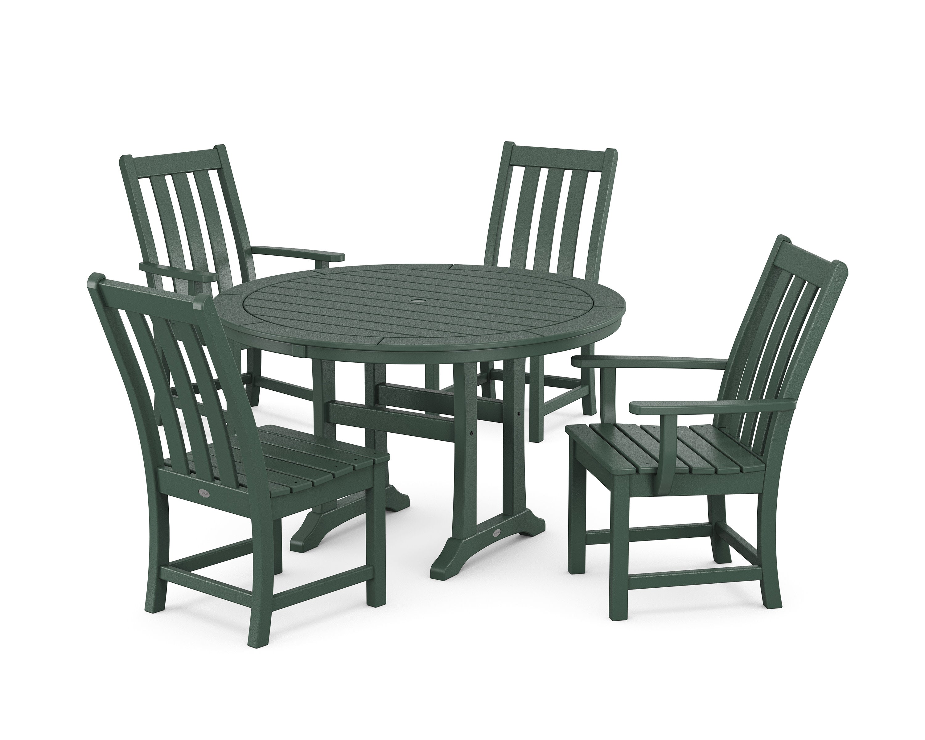 Vineyard 5-Piece Nautical Trestle Dining Set in Green
