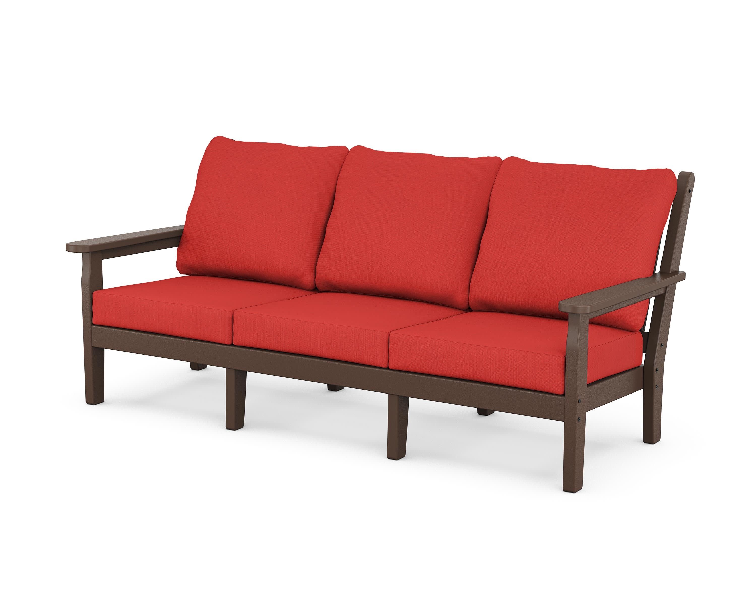 Chippendale Deep Seating Sofa in Mahogany / Crimson Linen