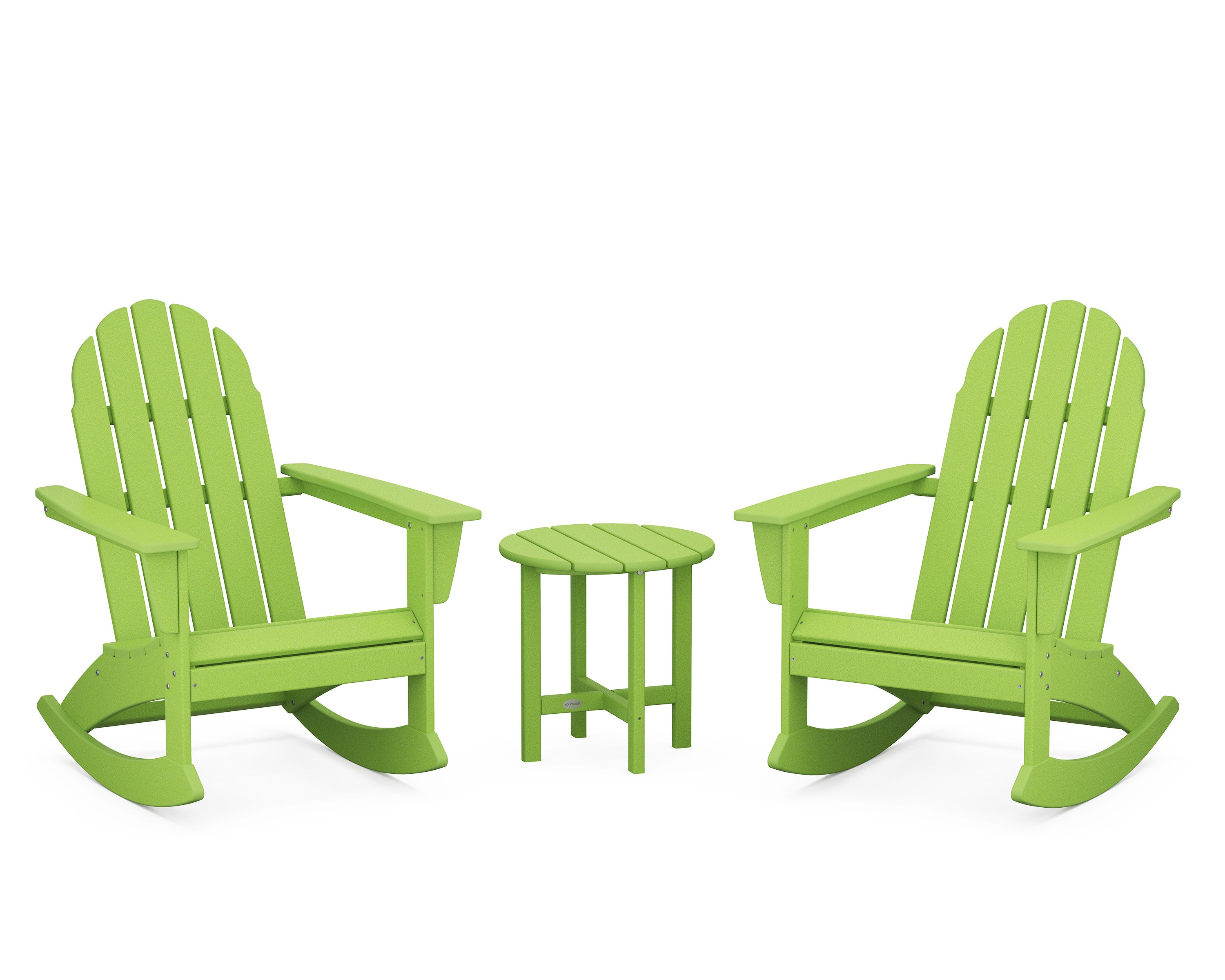 Vineyard 3-Piece Adirondack Rocking Chair Set in Lime