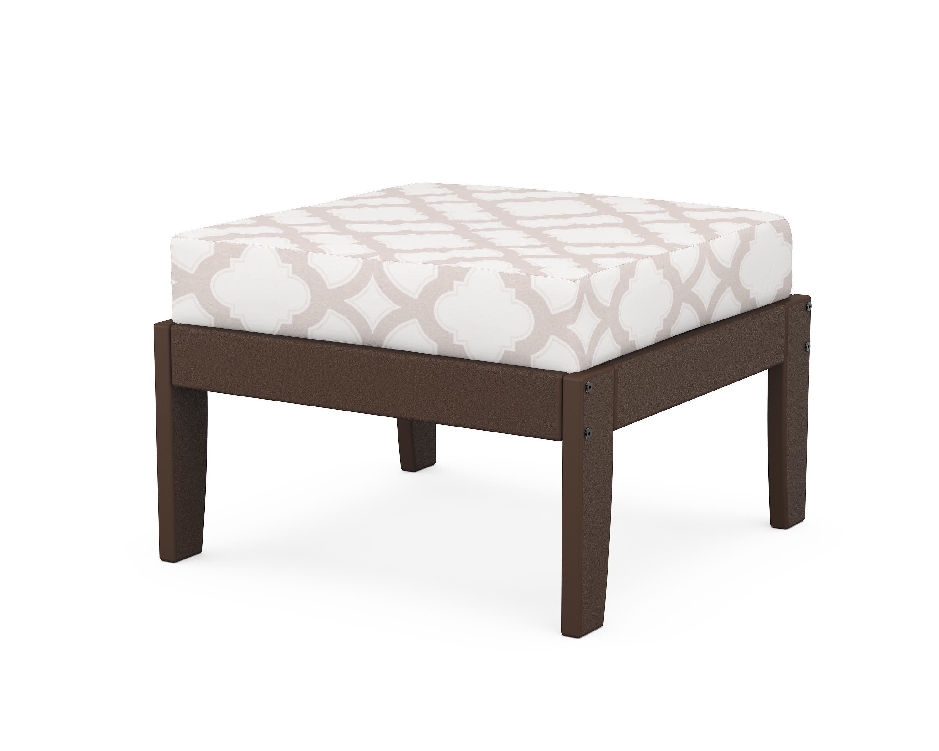 Modular Ottoman - Classic in Mahogany / Trellis Dune Burlap