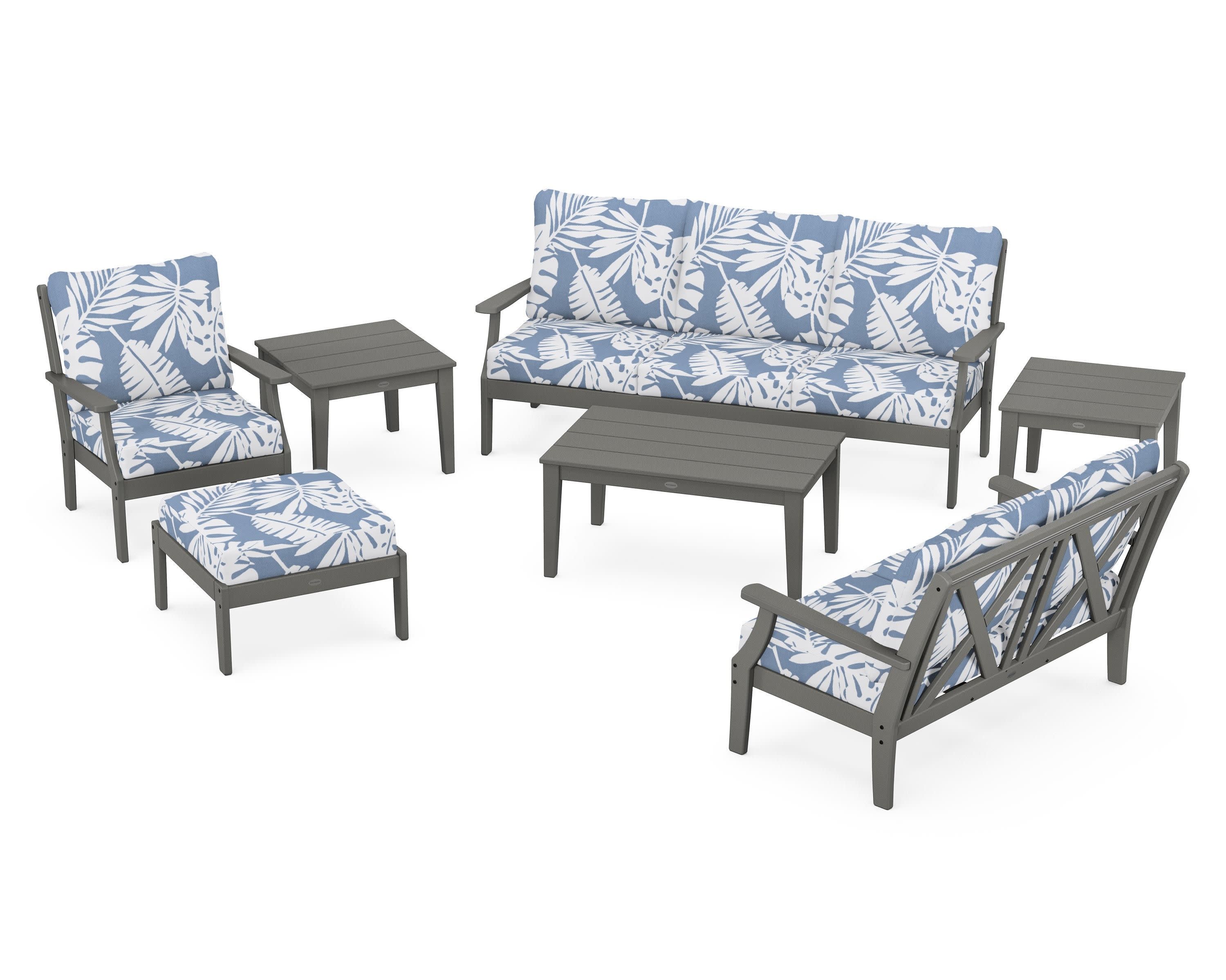 Braxton 7-Piece Deep Seating Set in Slate Grey / Leaf Sky Blue