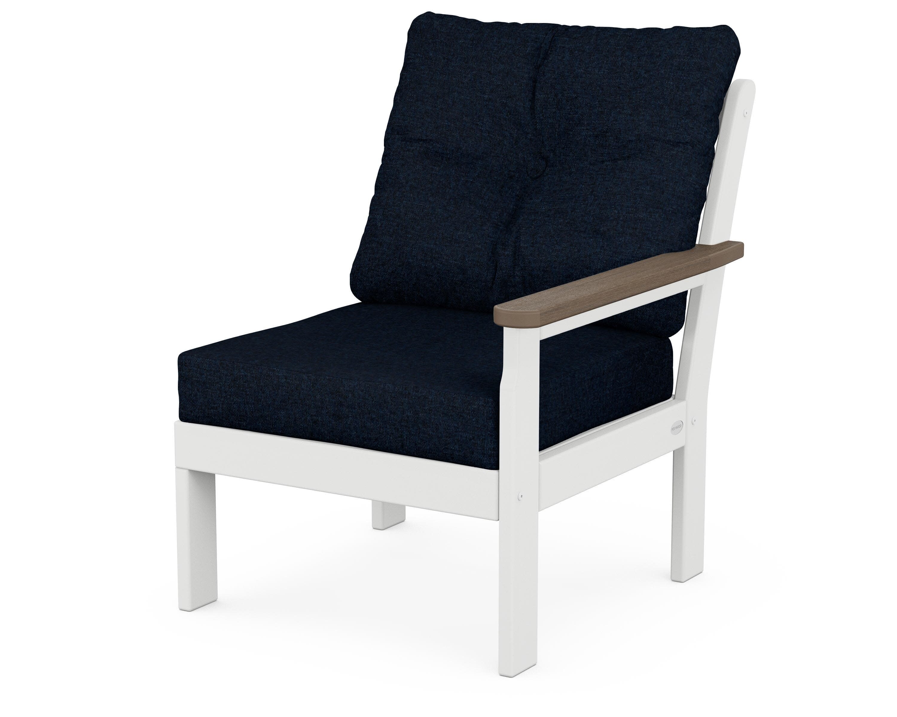 Vineyard Modular Right Arm Chair in White / Kona / Marine Indigo