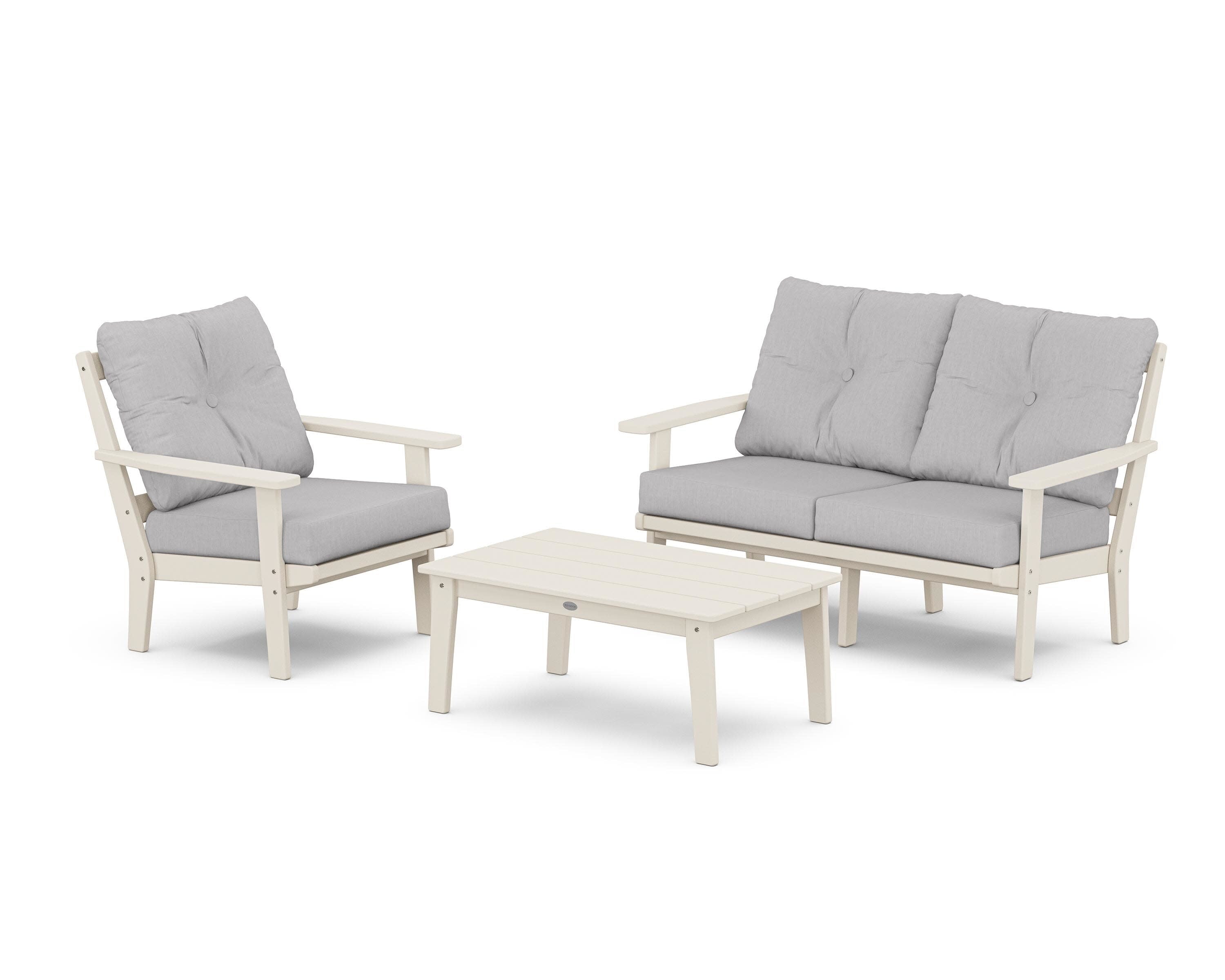 Prairie 3-Piece Deep Seating Set with Loveseat in Sand / Granite