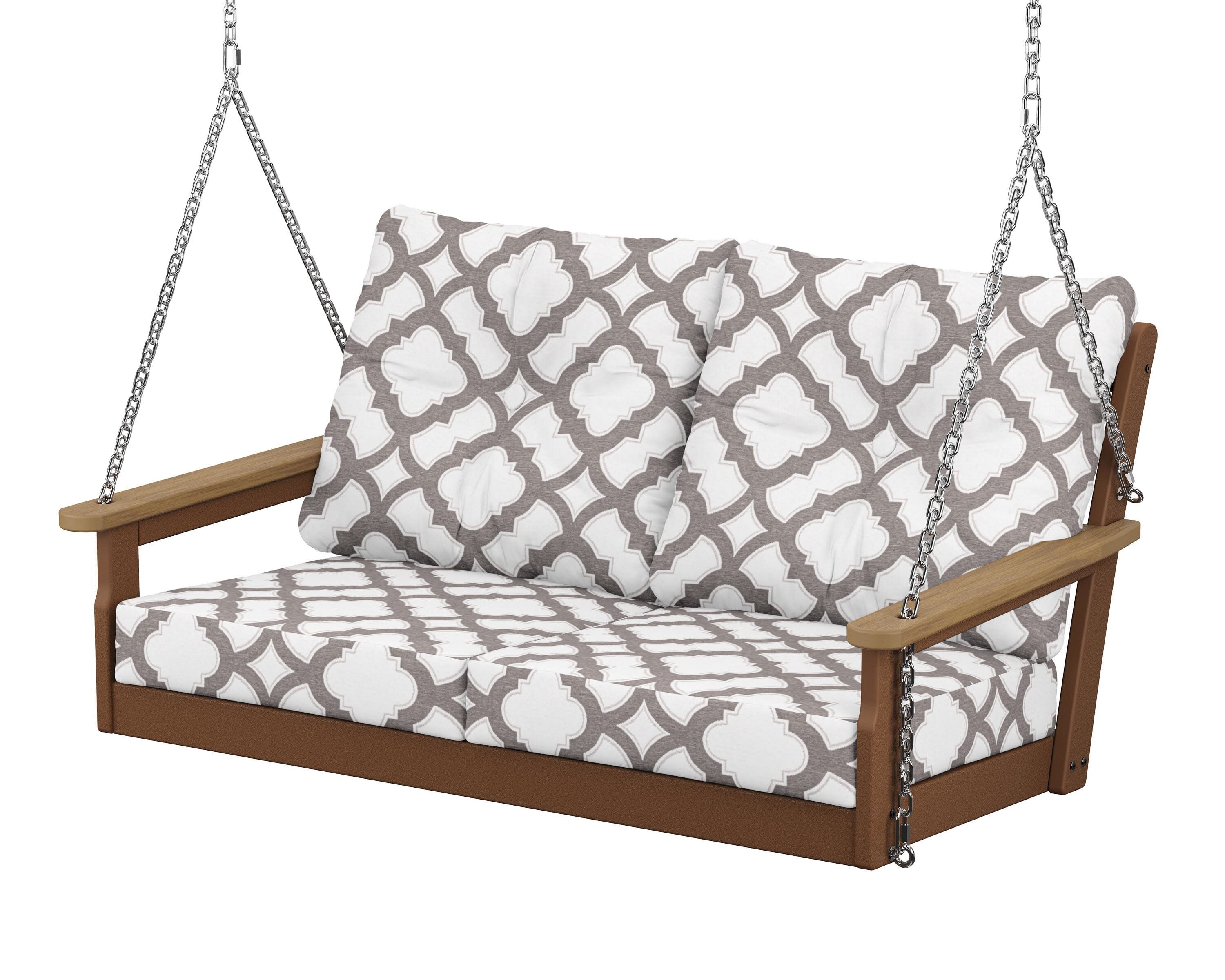 Vineyard Deep Seating Swing in Teak / Natural / Trellis Grey Mist