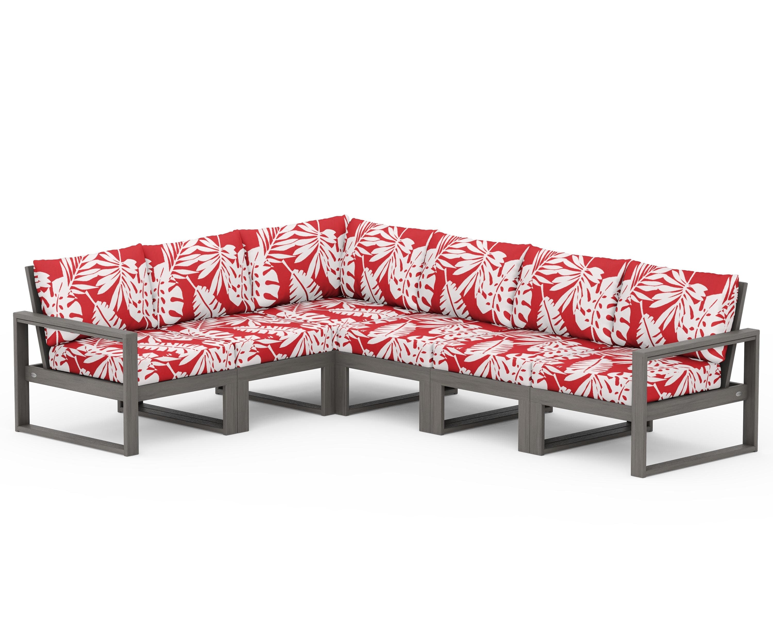 EDGE 6-Piece Modular Deep Seating Set in Driftwood / Leaf Crimson