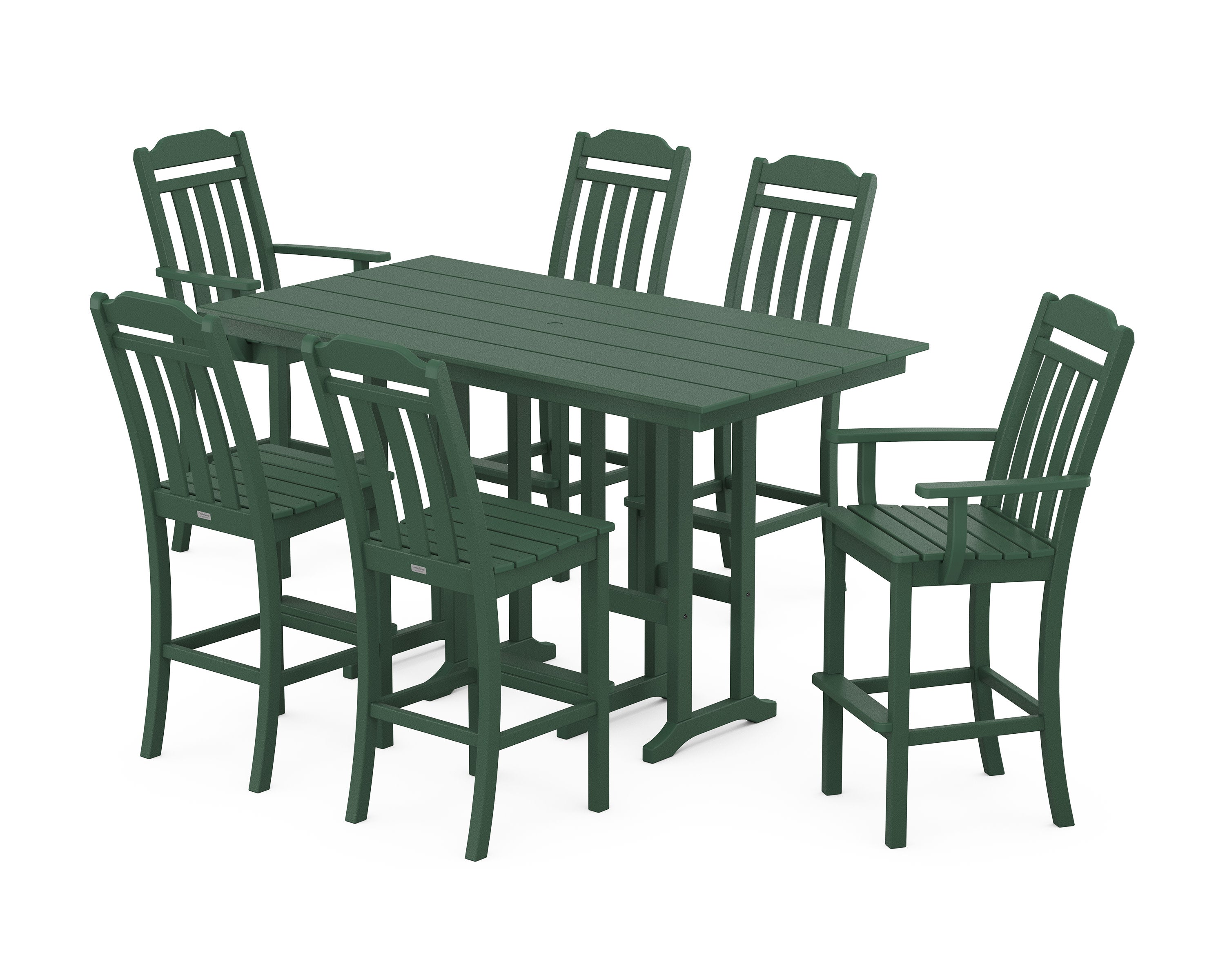 Cottage 7-Piece Farmhouse Bar Set in Green