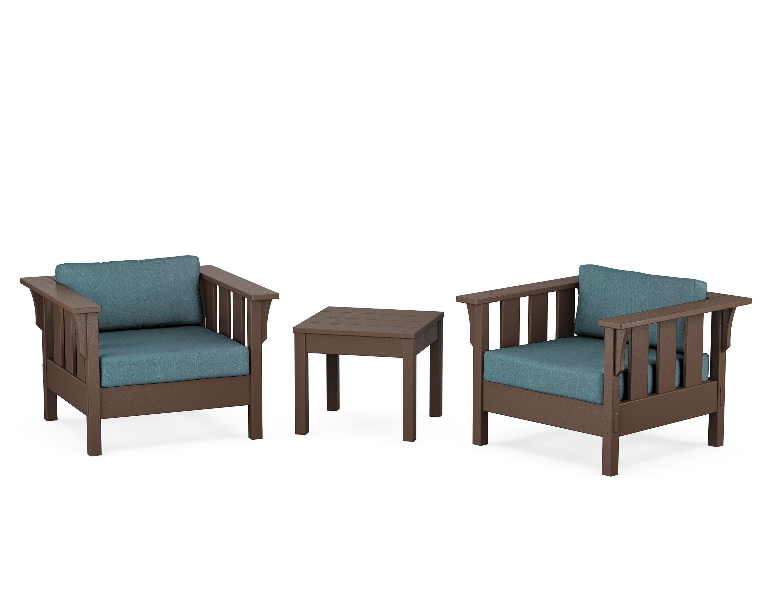 Acadia 3-Piece Deep Seating Set in Mahogany / Ocean Teal