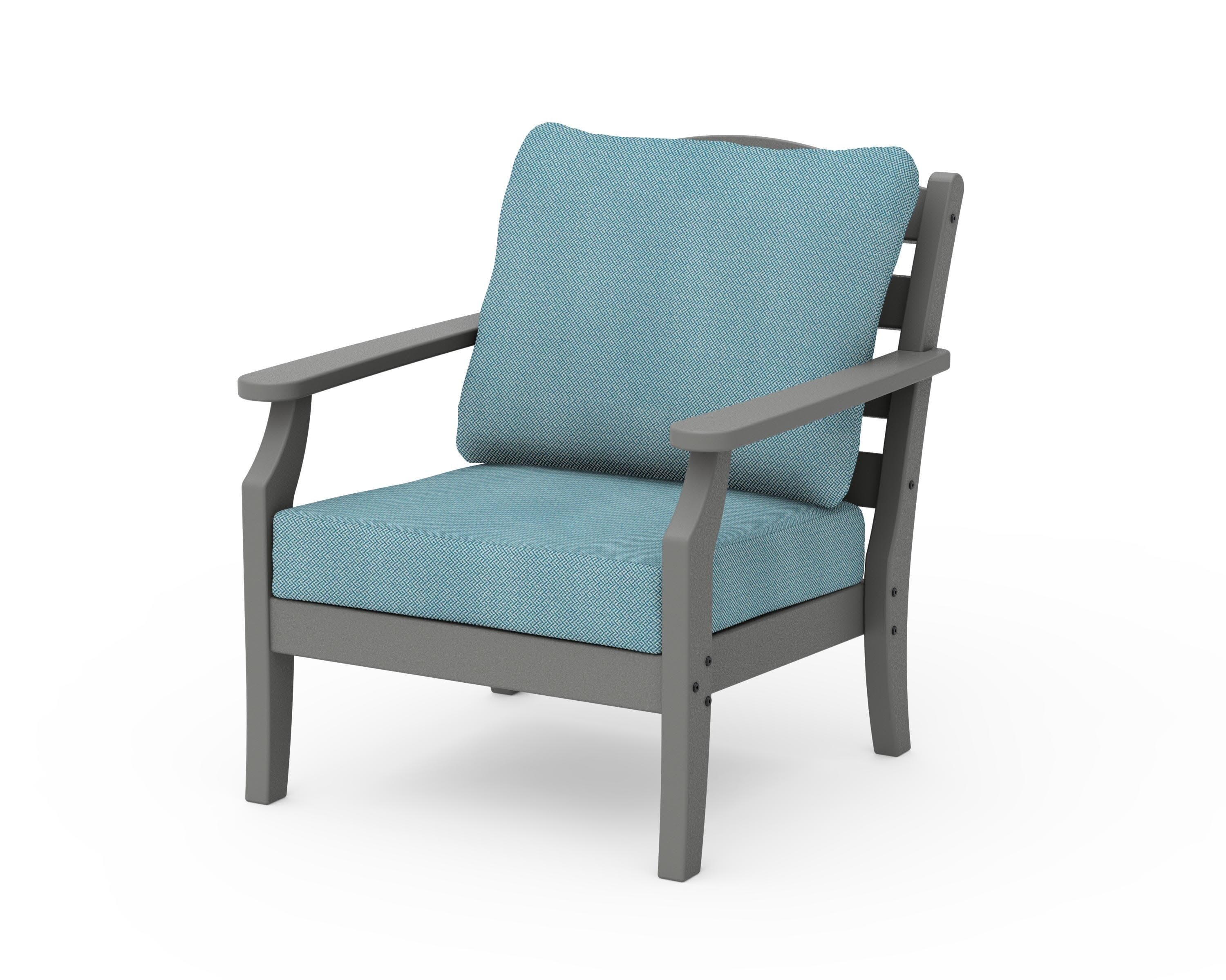 Savannah Deep Seating Chair in Slate Grey / Lattice Sky Blue