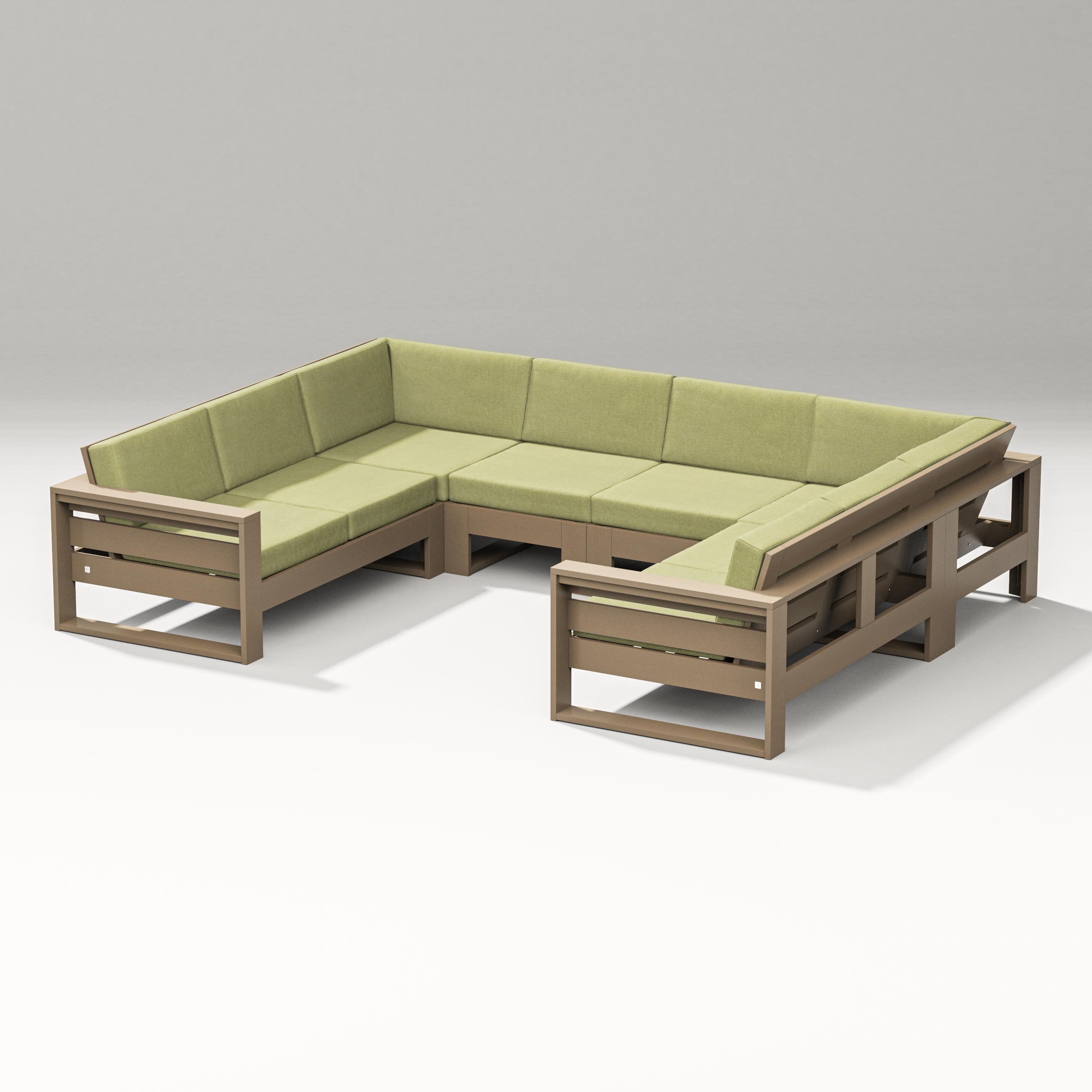 Latitude U-Shaped Sectional in Vintage Sahara / Chartreuse Boucle