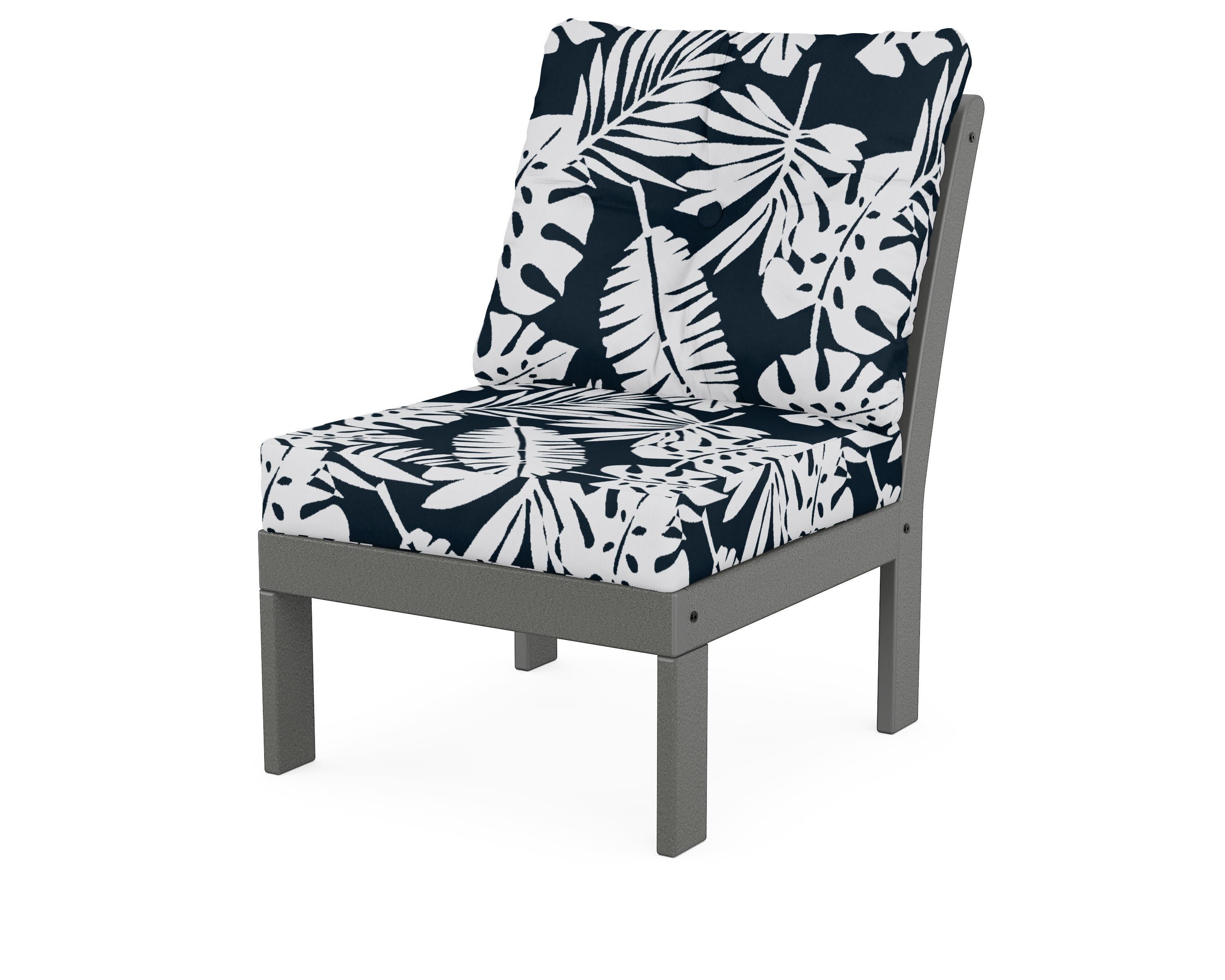 Vineyard Modular Armless Chair in Slate Grey / Leaf Marine Indigo