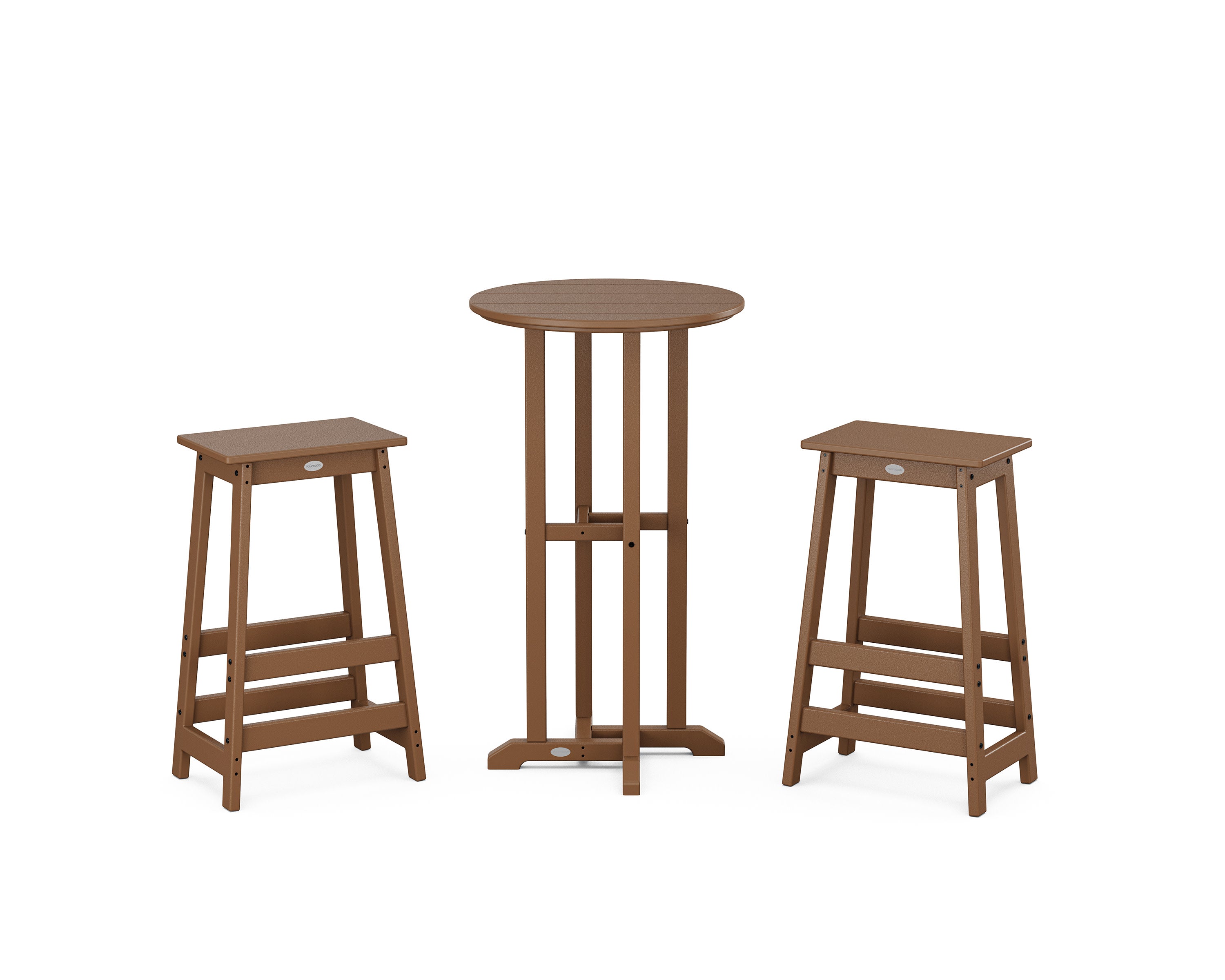 Modern Studio Bar Stool 3-Piece Bistro Set in Teak