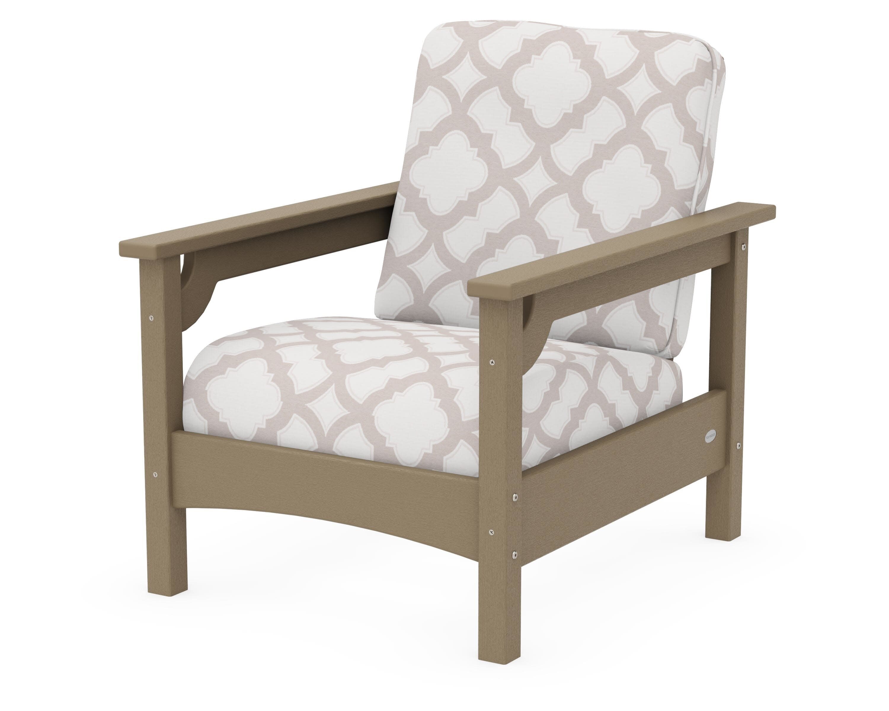 Club Chair in Vintage Sahara / Trellis Dune Burlap
