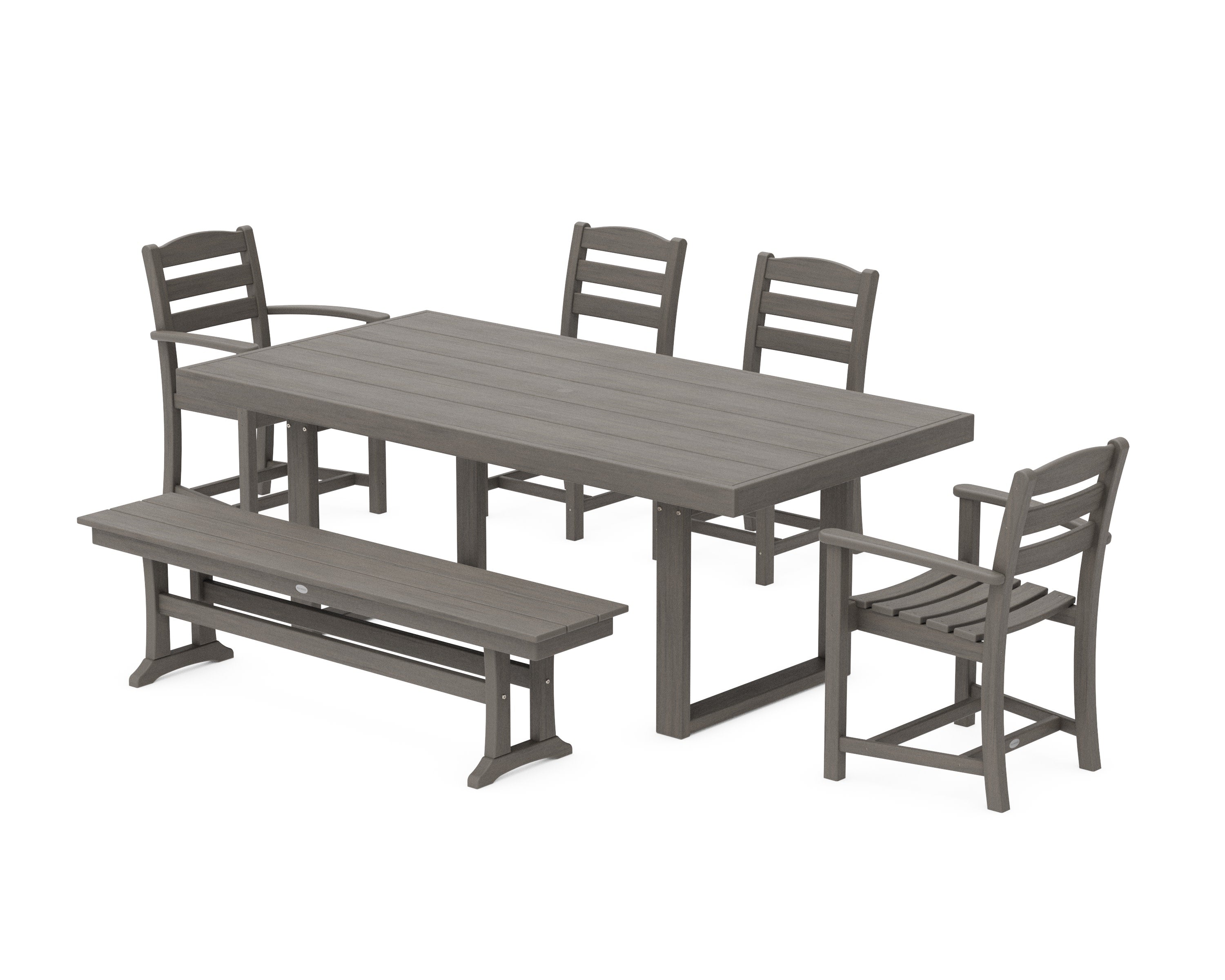 La Casa Caf 6-Piece Dining Set with Bench in Driftwood